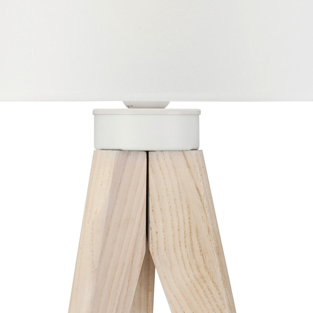 Thumbnail - Lamkur Tischlampe weiß Holz Stahl B/H/L: ca. 34x38x38 cm E27 1 Brennstellen