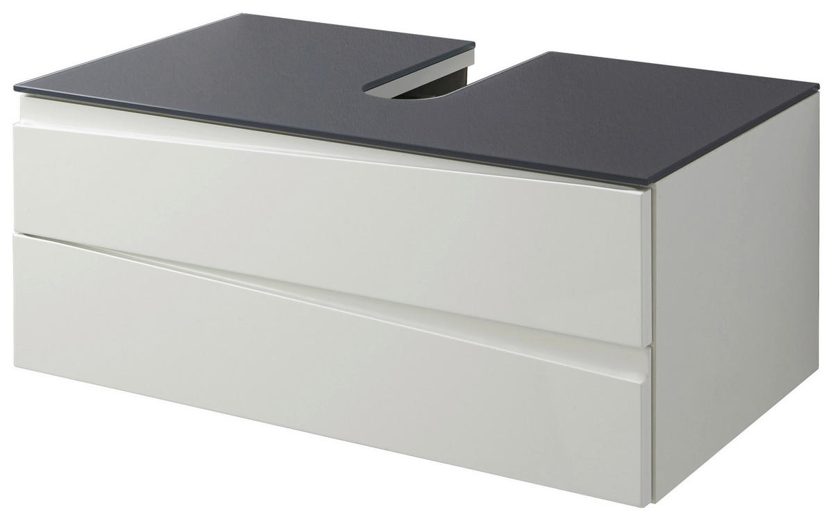 Waschplatz SHAPE grau weiß Hochglanz B/H/T: ca. 80x33x47 cm SHAPE - weiß/grau (80,00/33,00/47,00cm) - byLIVING