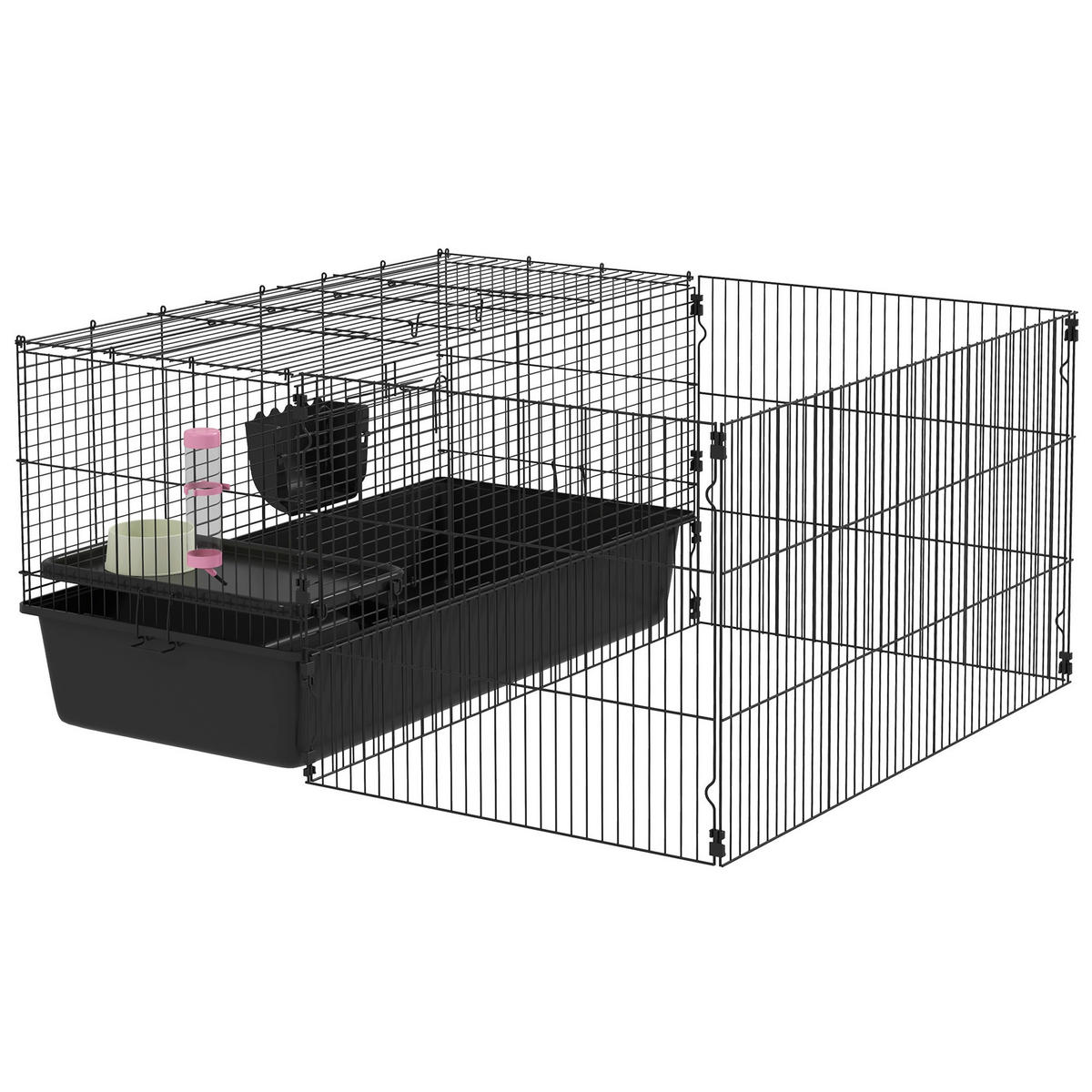PawHut Kleintierkäfig schwarz Stahl B/H/L: ca. 99x54x112,5 cm Kleintierkäfig - schwarz (112,50/99,00/54,00cm) - PawHut