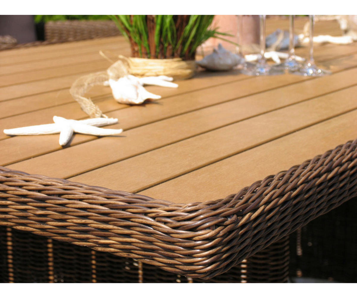 Grasekamp Gartentisch Ibiza braun Polyrattan B/H/L: ca. 90x72x90 cm Ibiza - braun/hellbraun (90,00/90,00/72,00cm) - Grasekamp