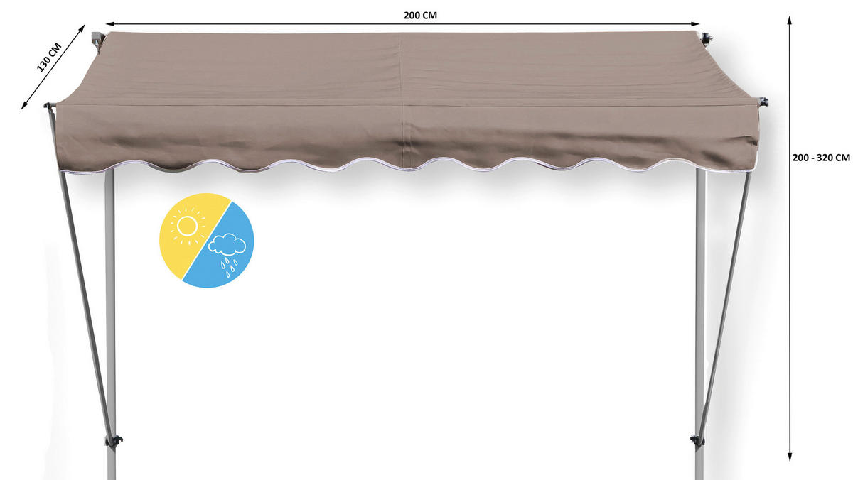 Klemm-Markise Ontario taupe B/L: ca. 205x130 cm Ontario - taupe (205,00/130,00cm) - Grasekamp