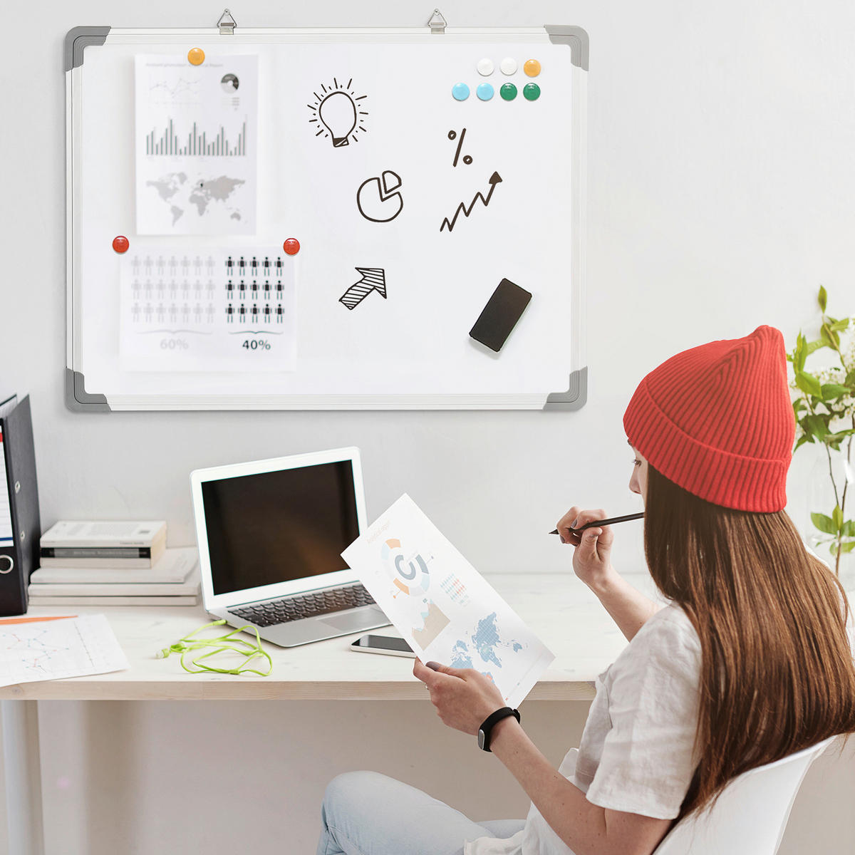HOMCOM Wandboard Whiteboard - weiß (45,00/1,80/60,00cm) - HOMCOM