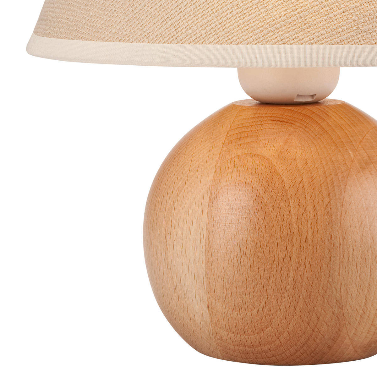 Lamkur Tischleuchte BALL 36311 natur Holz Stahl Stoff H/L: ca. 24x19 cm E27 1 Brennstellen Ball - natur (19,00cm) - Lamkur