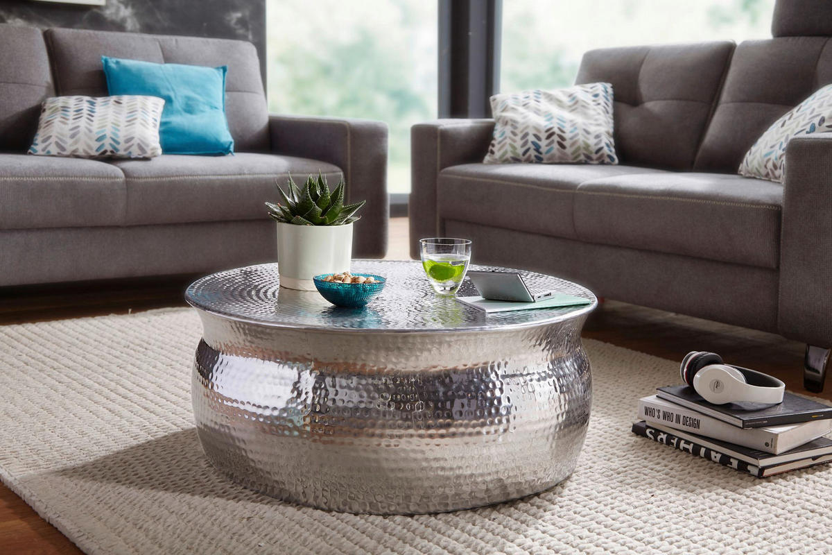 Couchtisch silber B/H/T: ca. 75x31x75 cm Couchtisch - silber (75,00/31,00/75,00cm) - Wohnling