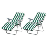 Outsunny Gartenliege weiß Stahl B/H/L: ca. 75x102x60 cm Gartenliege - weiß/grün (60,00/75,00/102,00cm) - Outsunny