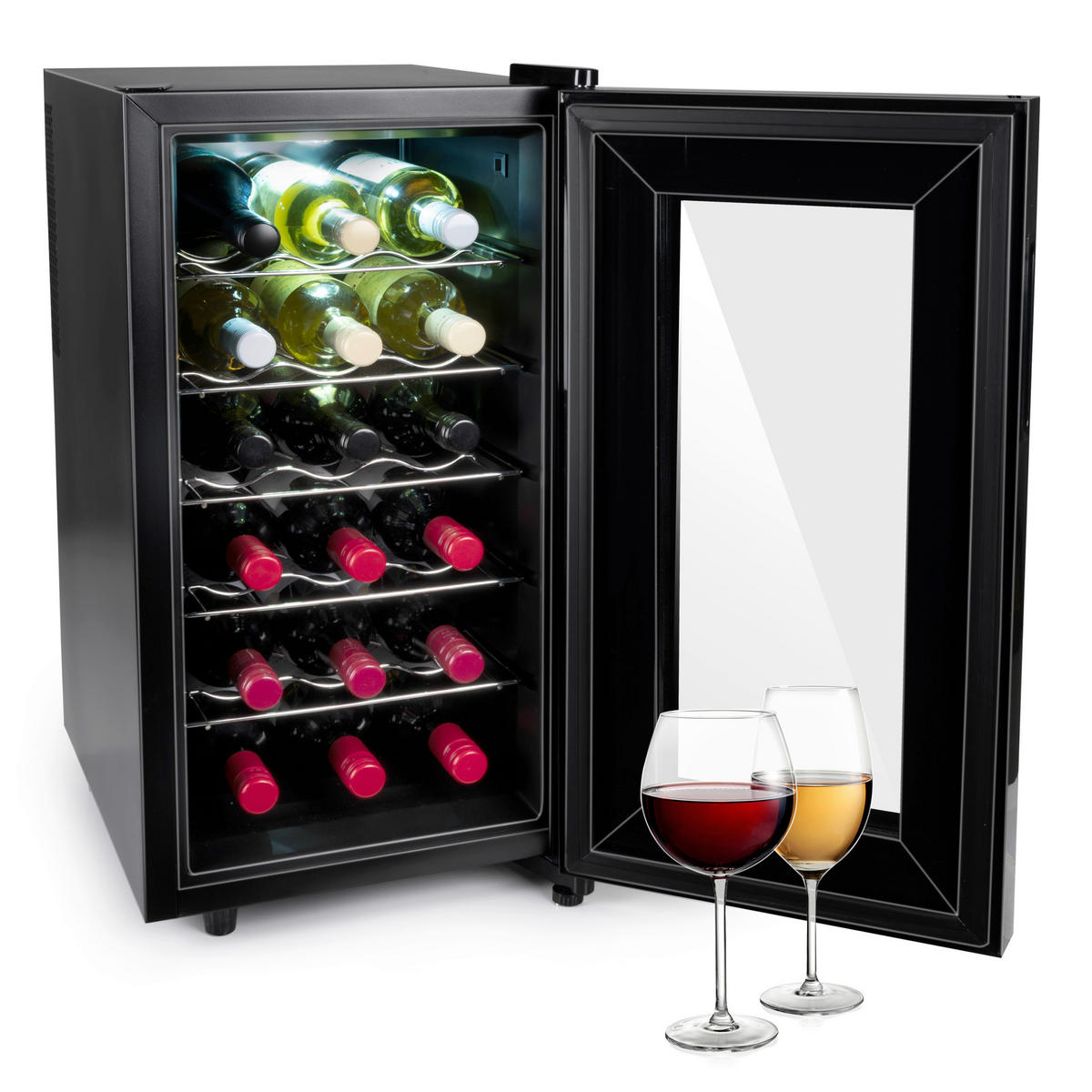 Alpina Weinkühlschrank CW-52H schwarz B/H/T: ca. 35x66x49 cm Weinkühlschrank - schwarz (35,00/66,00/49,00cm) - Alpina