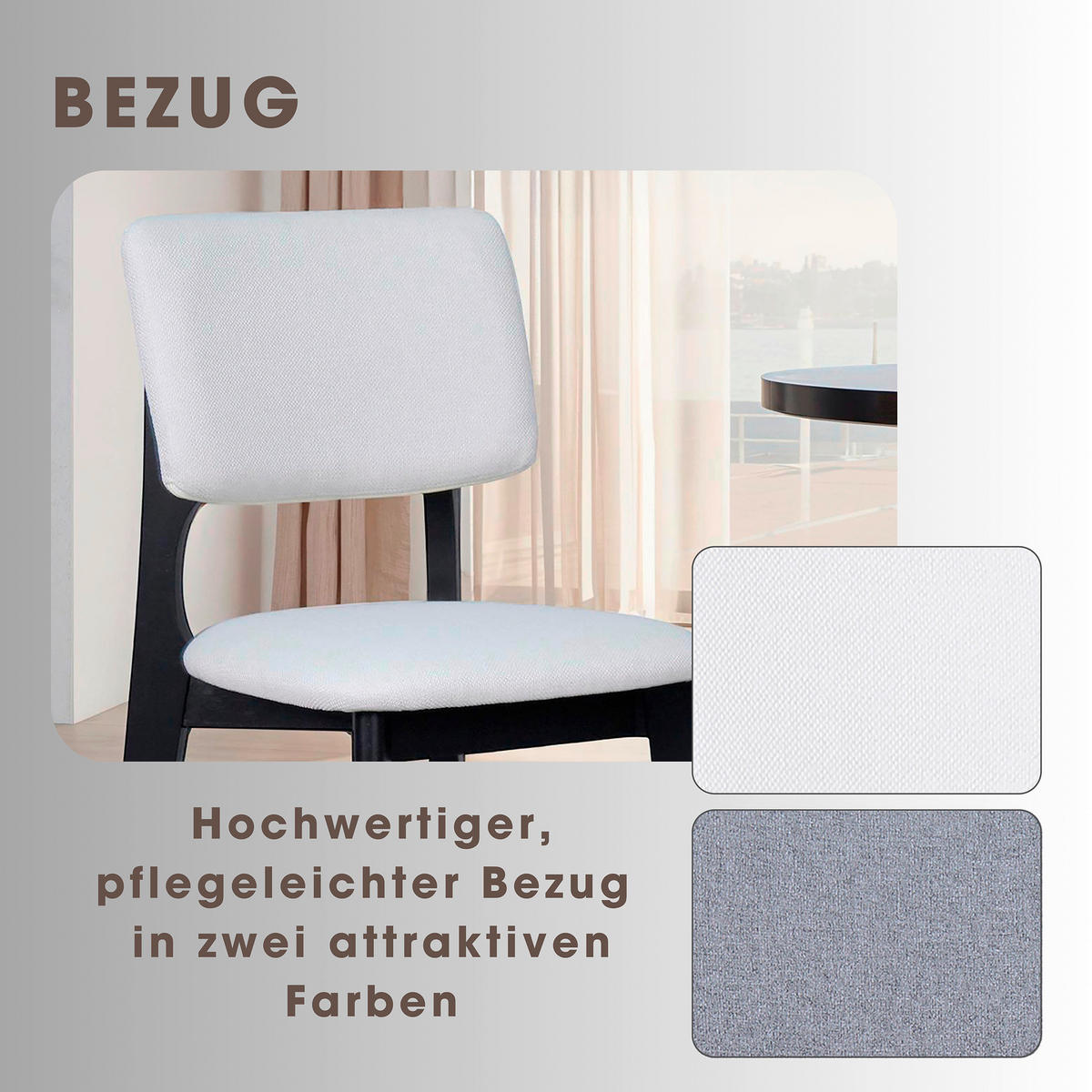 Stuhl ELSA schwarz beige Webstoff B/H/T: ca. 48x87x54 cm ELSA - beige/schwarz (48,00/87,00/54,00cm) - byLIVING