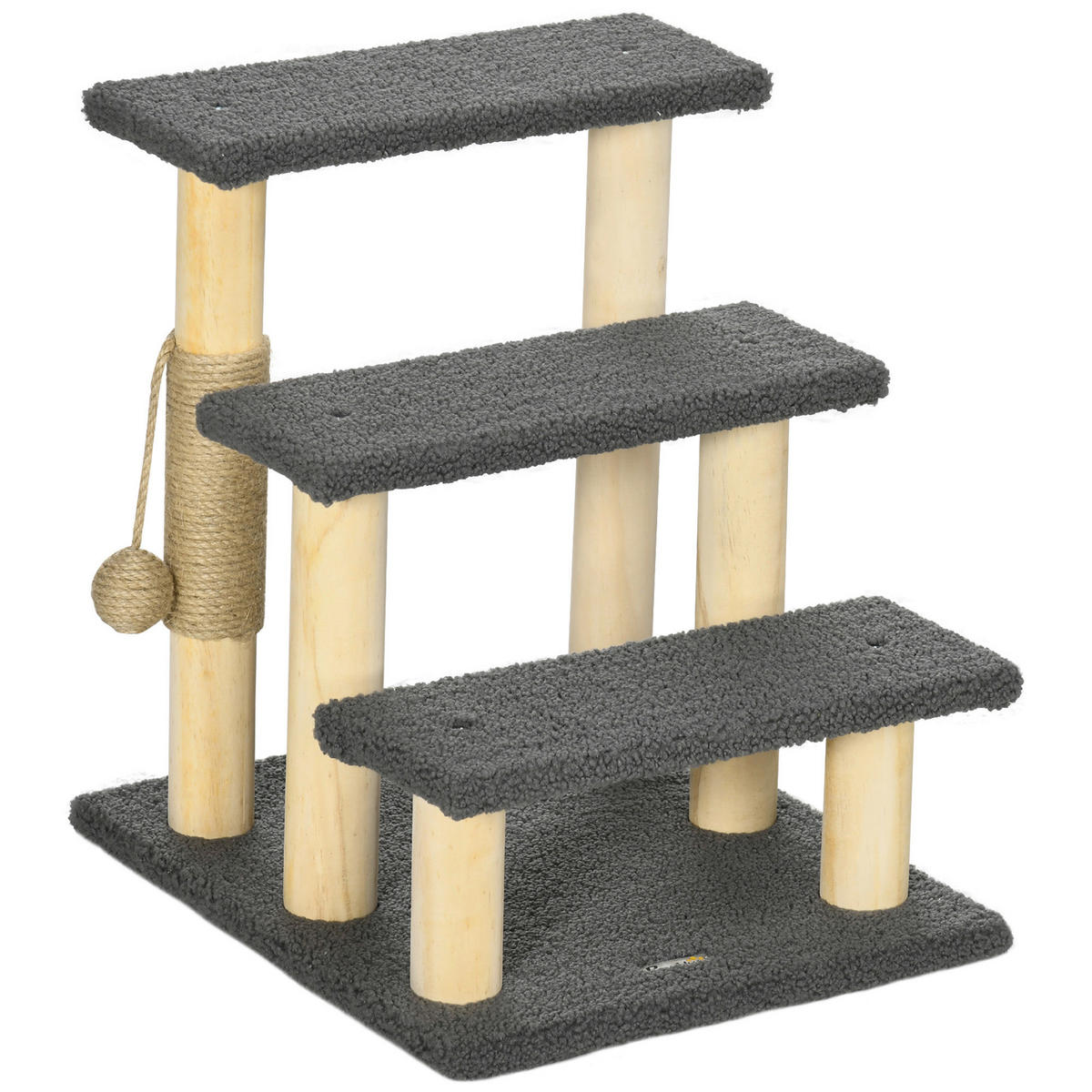 PawHut Kratzbaum natur Kiefer B/H/L: ca. 40x48x45 cm Kratzbaum - natur/grau (45,00/40,00/48,00cm) - PawHut