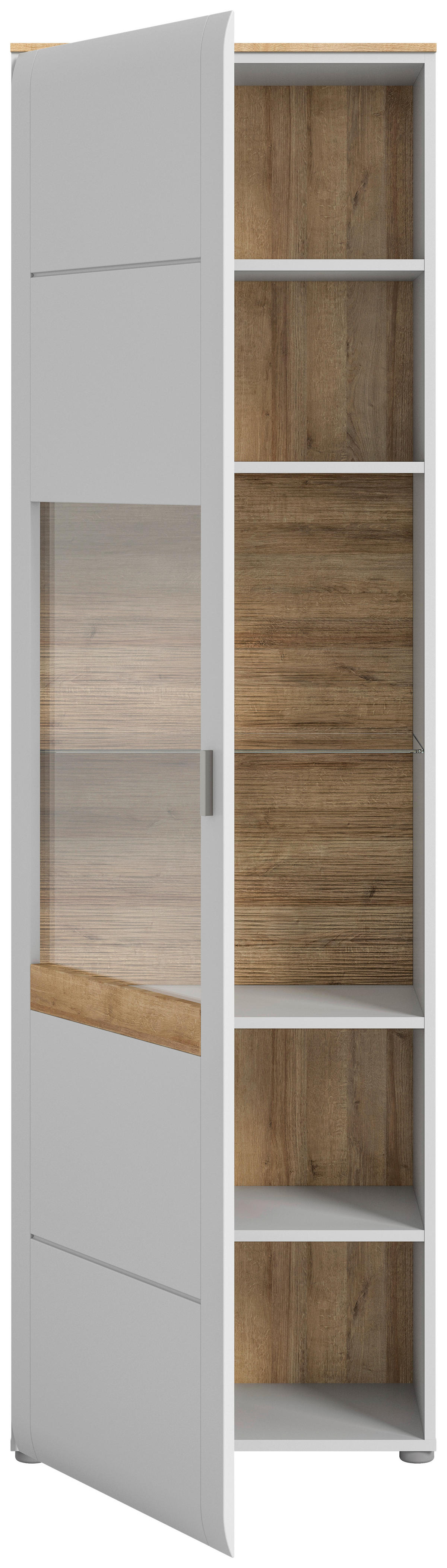 Vitrine ASHTON Ashgrey matt Nachbildung Rivera Eiche Nachbildung B/H/T: ca. 61x202x37 cm ASHTON - Rivera Eiche/Ashgrey (61,00/202,00/37,00cm) - xonox.home