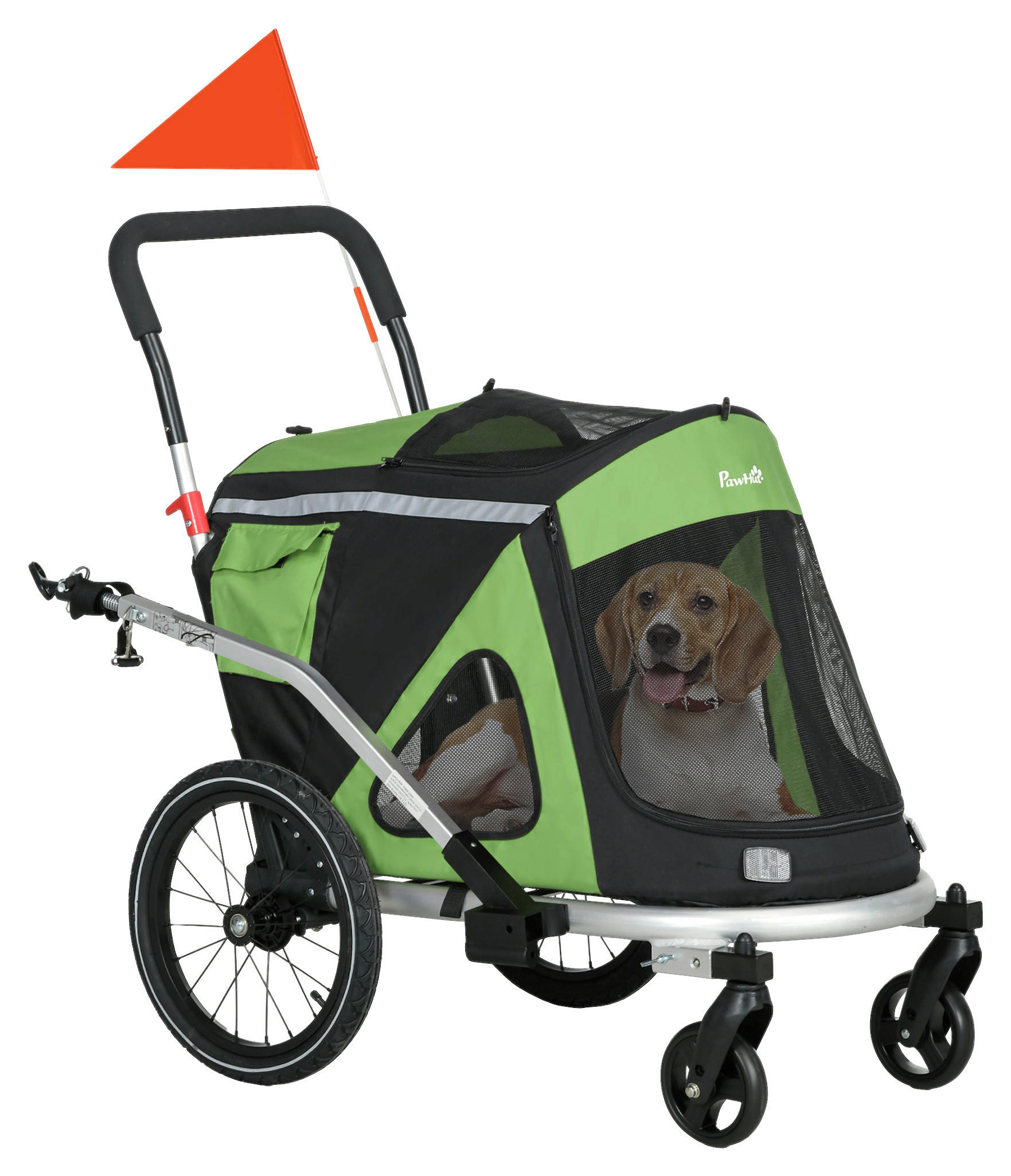 PawHut Hunde-Zubehör grün Polyester B/H/L: ca. 68x150x95 cm Hundeanhänger - grün (95,00/68,00/150,00cm) - PawHut