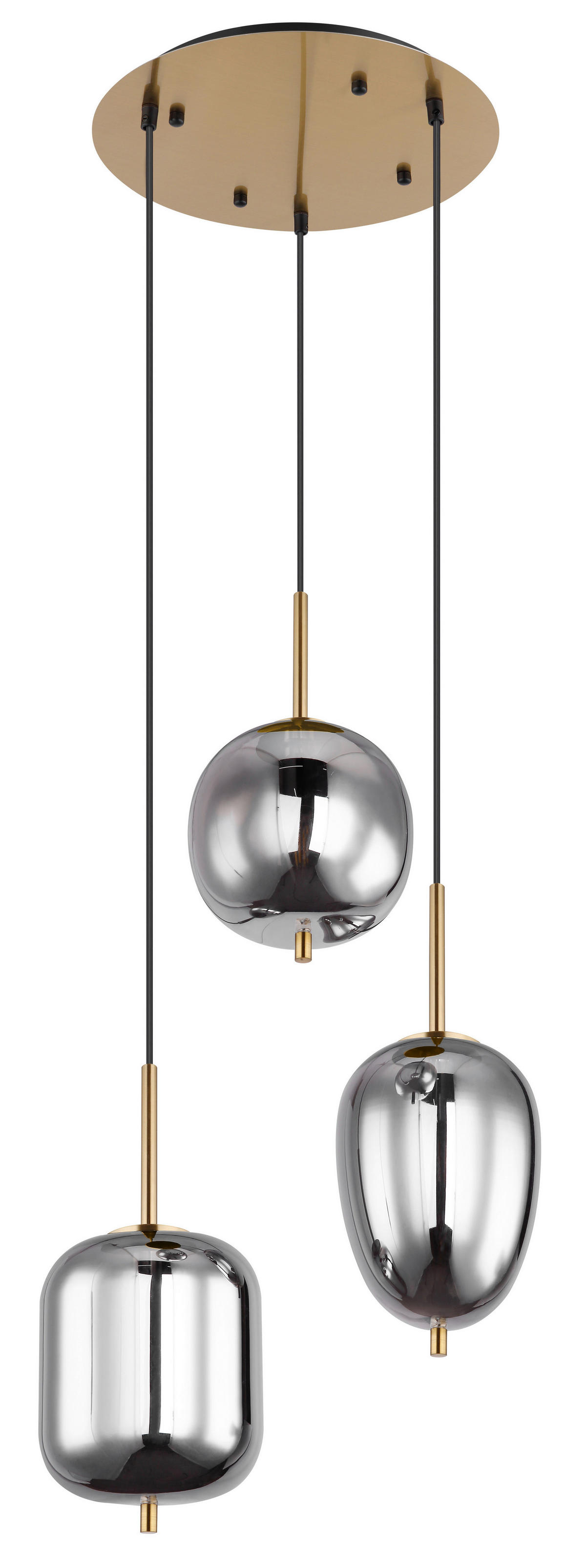 GLOBO Pendelleuchte messing Metall Glas H/D: ca. 120x46 cm 3.0 Brennstellen 15345-3MM - messing (46,00/120,00cm) - GLOBO