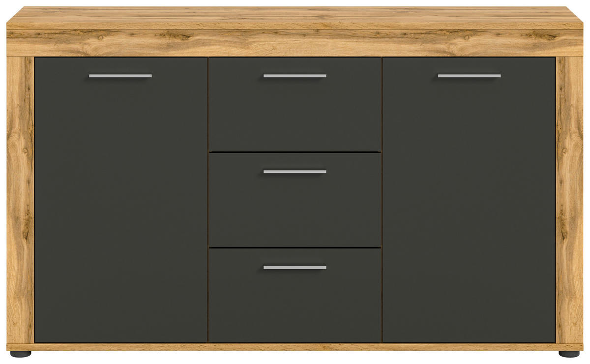 Sideboard Jam Eiche Wotan Nachbildung grau B/H/T: ca. 125x80x35 cm Jam - Eiche/grau (125,00/80,00/35,00cm) - xonox.home