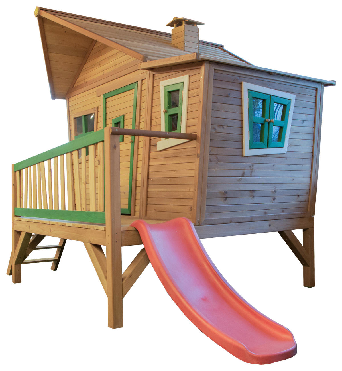 AXI Spielhaus Emma braun B/H/L: ca. 349x227x193 cm Emma - braun/rot (193,00/349,00/227,00cm) - AXI