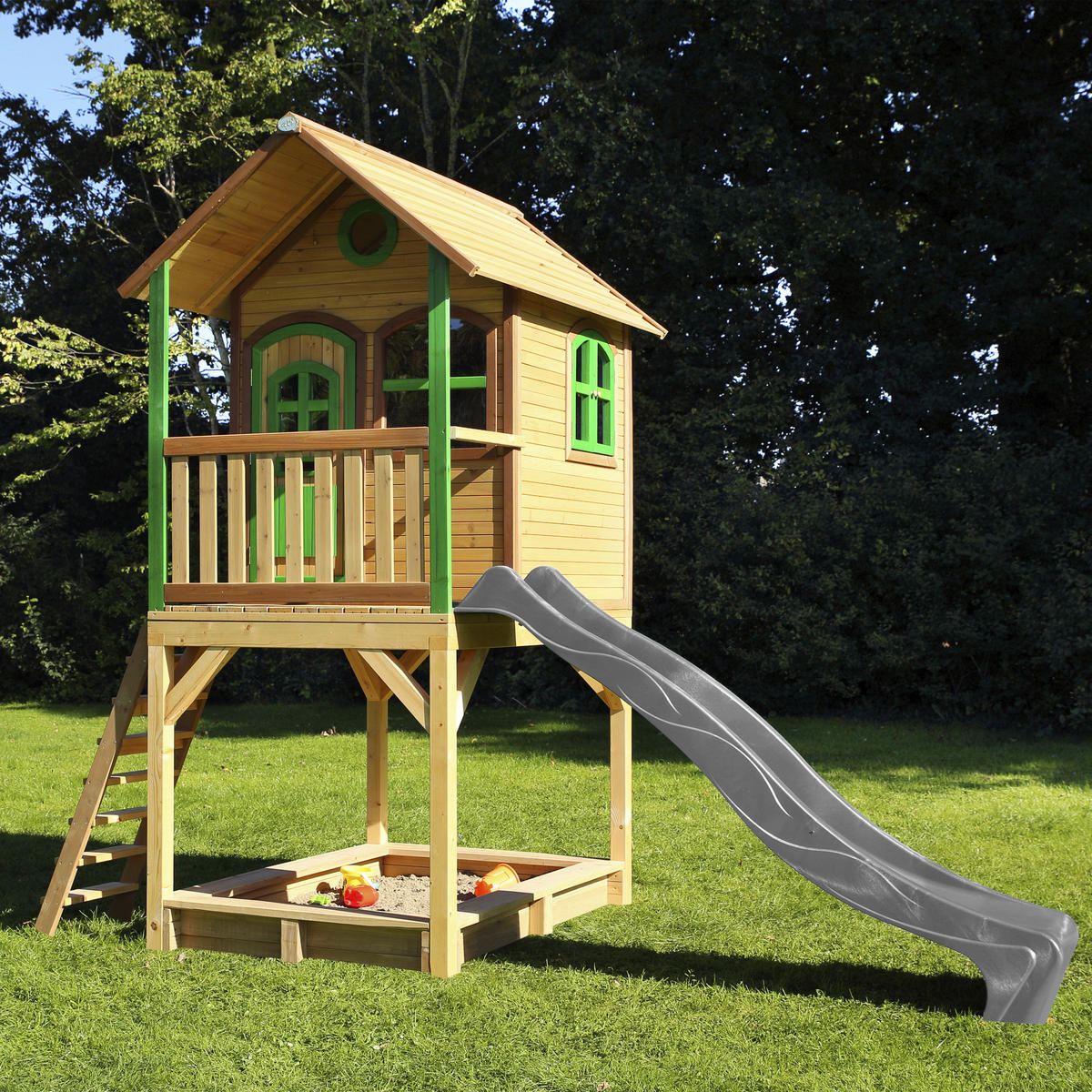 AXI Spielhaus Sarah braun B/H/L: ca. 370x291x191 cm Sarah - braun/grün (191,00/370,00/291,00cm) - AXI