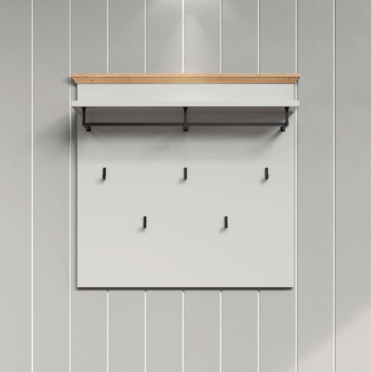 Garderobenpaneel Landside Lichtgrau Eiche Artisan Nachbildung B/H/T: ca. 91x82x27 cm Landside - Lichtgrau/Eiche (91,00/82,00/27,00cm) - Trendteam