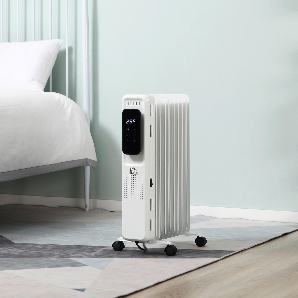 HOMCOM Ölradiator 820-261V90 weiß Edelstahl Kunststoff Polypropylen B/H/L: ca. 24x42,5x63 cm ca. 2180 W Ölradiator - weiß (63,00/24,00/42,50cm) - HOMCOM