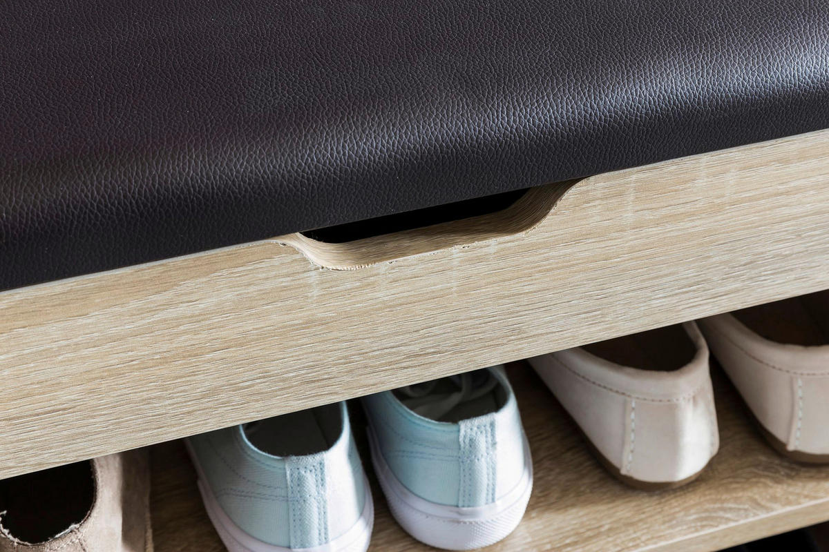 Schuhbank dunkelbraun Eiche Sonoma Nachbildung B/H/T: ca. 60x40x30 cm Schuhbank - Eiche/dunkelbraun (60,00/40,00/30,00cm) - Wohnling