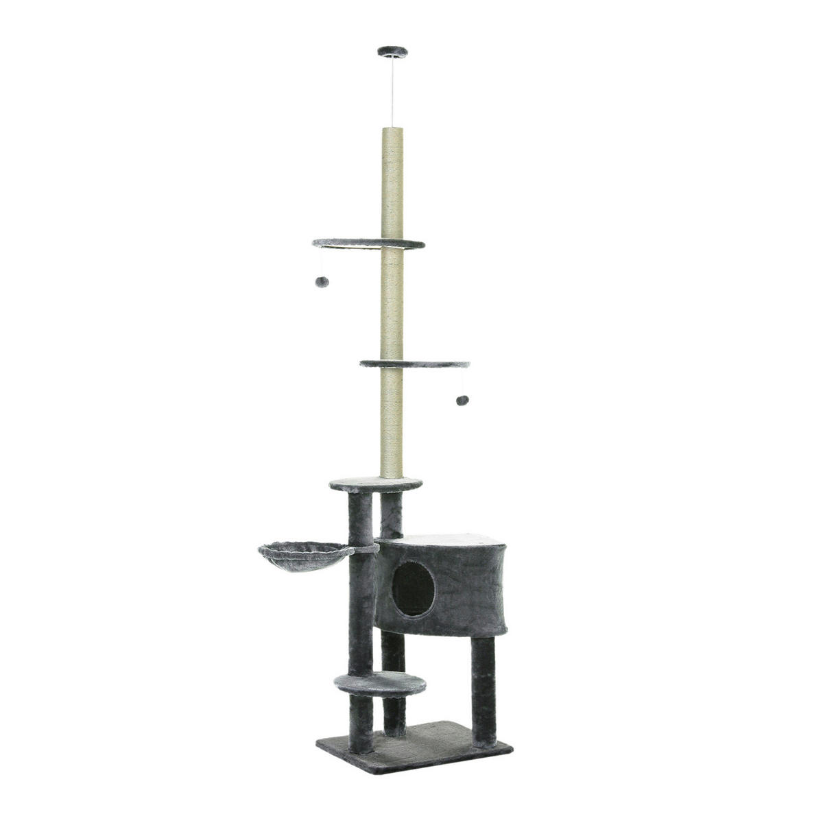 PawHut Kratzbaum grau Polypropylen B/H/L: ca. 45x55x265 cm Kratzbaum - grau (265,00/45,00/55,00cm) - PawHut
