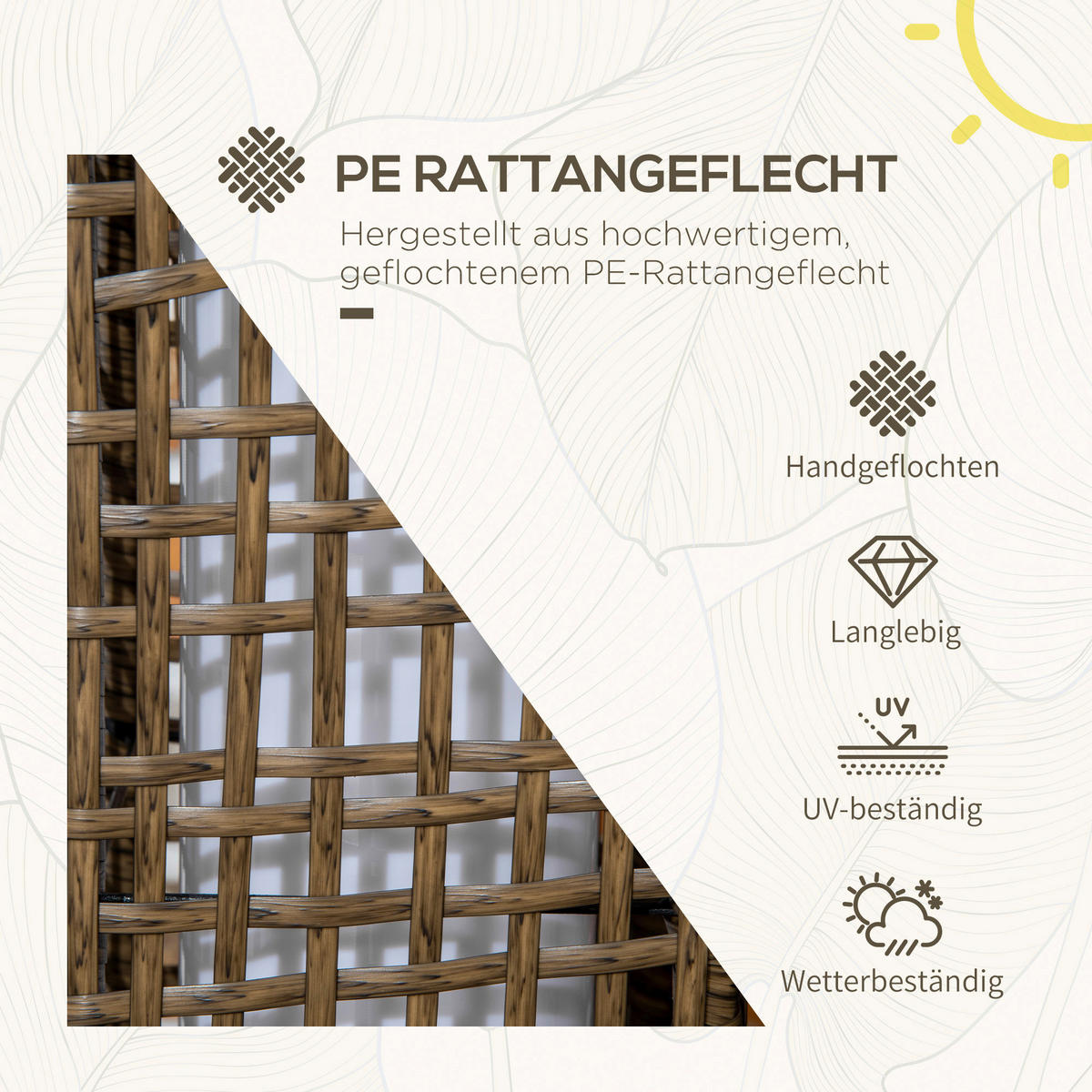Solarleuchte sand Polyrattan Edelstahl Polypropylen B/H/L: ca. 15,5x15,5x46 cm Solarleuchte - sand (46,00/15,50/15,50cm) - Outsunny