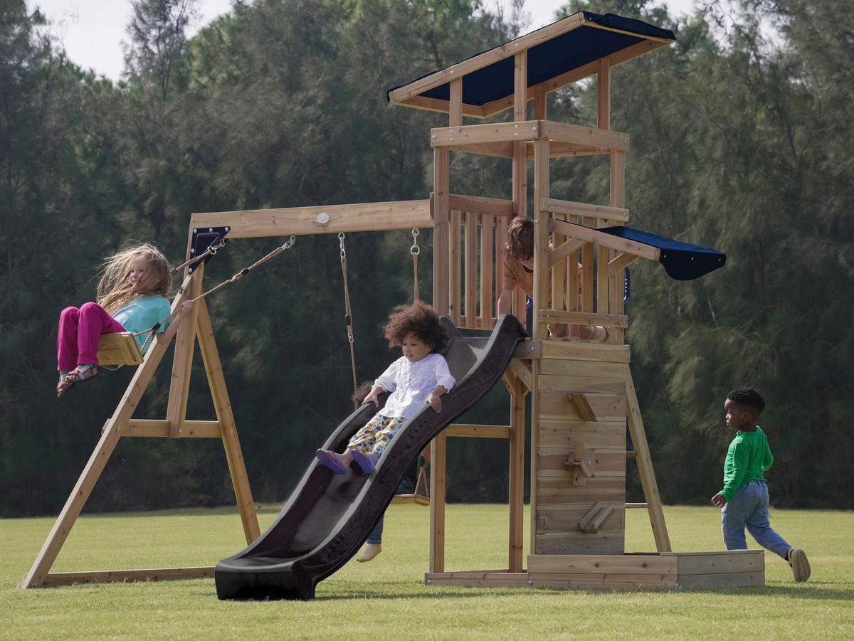 AXI Spielturm Malik grau B/H/L: ca. 345x270x336 cm Malik - braun/grau (336,00/345,00/270,00cm) - AXI