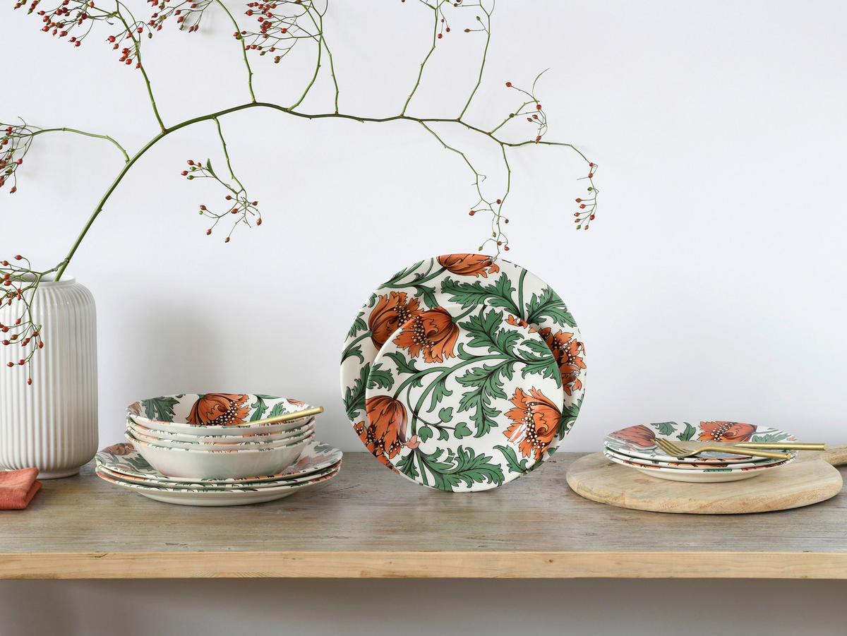 CreaTable Kombiservice Florentina grün Steingut 12 tlg. Florentina - grün (30,00/30,00/25,00cm) - CreaTable