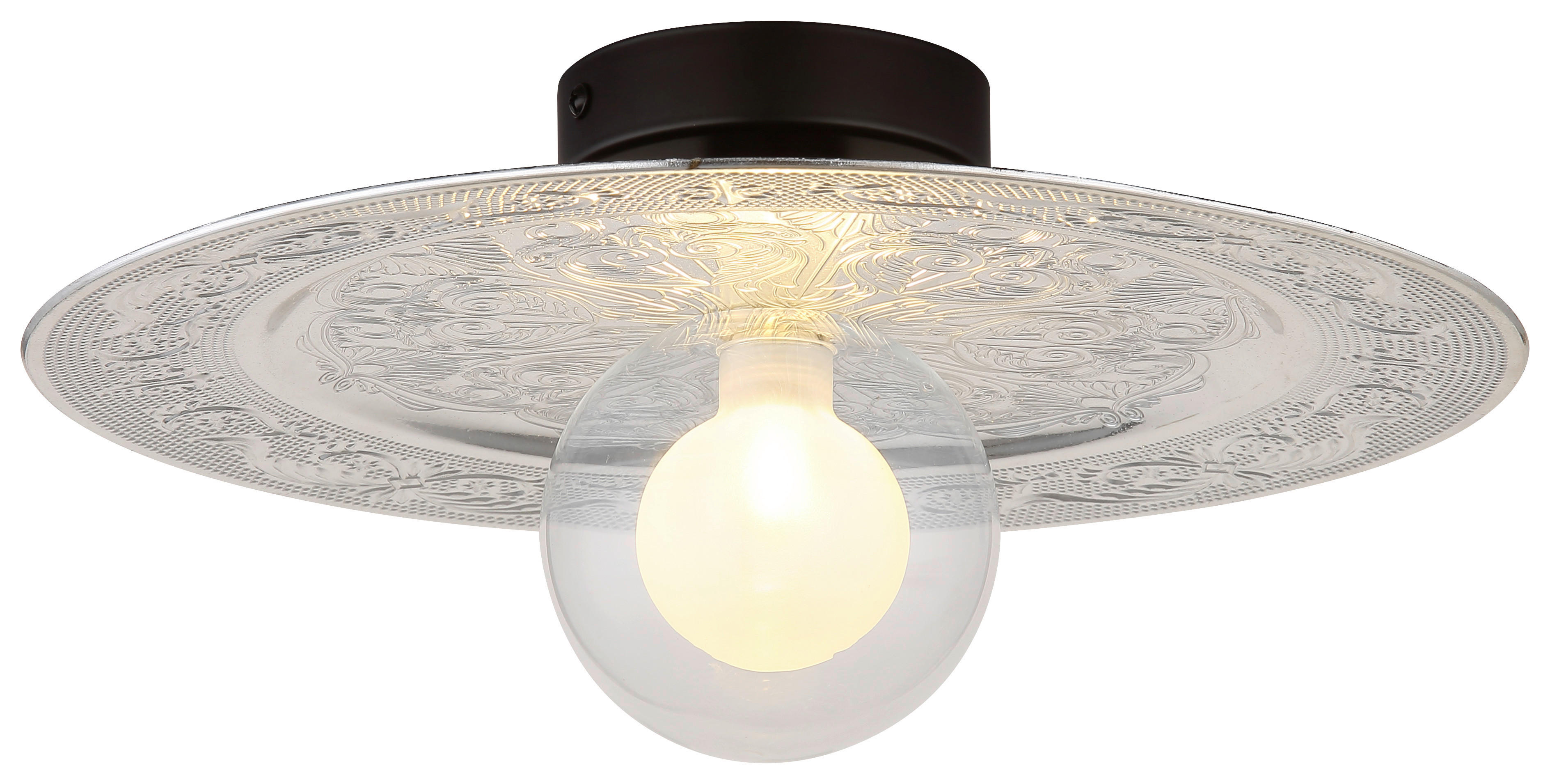 GLOBO LED-Deckenleuchte silber schwarz Metall Kunststoff H/D: ca. 15x33 cm 1 Brennstellen RIGA - schwarz/silber (33,00/15,00cm) - GLOBO