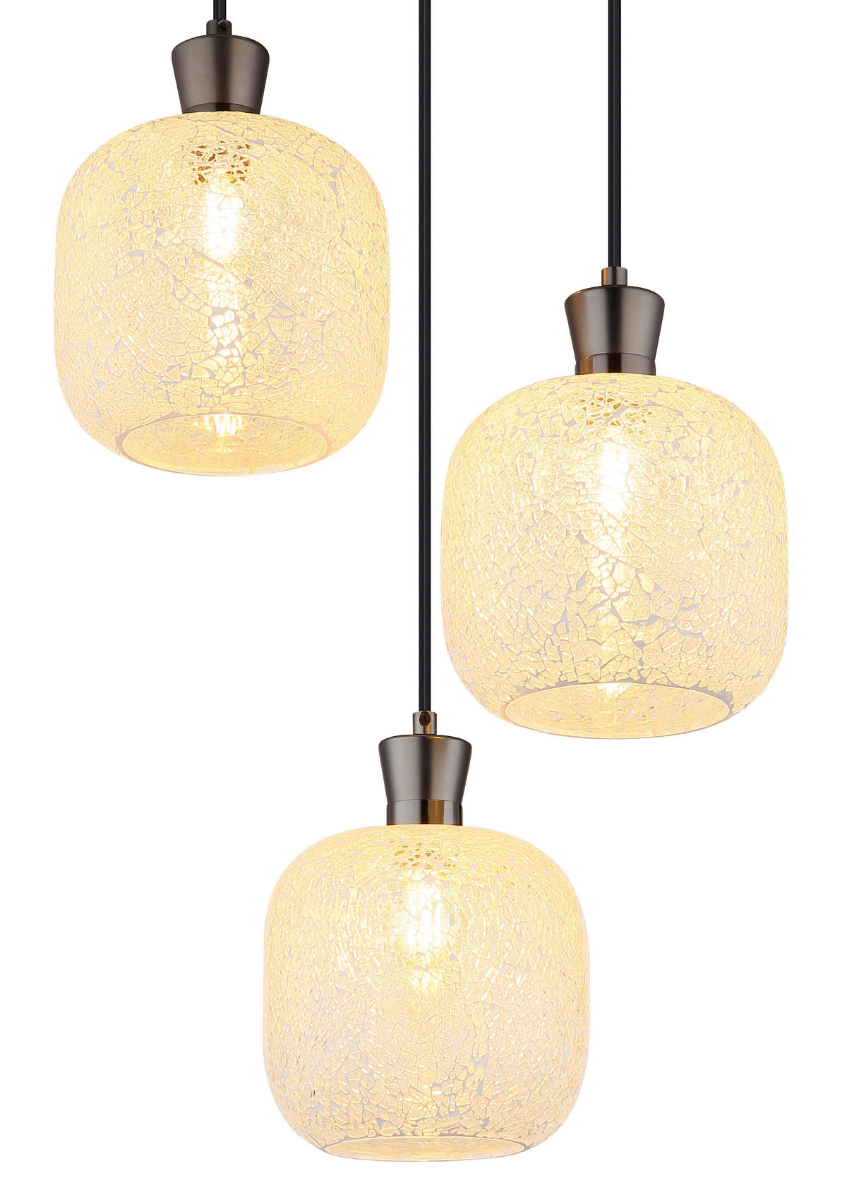 GLOBO Hängeleuchte schwarz Chrom Glas Metall B/H/L: ca. 21x37x37 cm E14 3 Brennstellen Hängeleuchte-Brokana - schwarz/Chrom (37,00/21,00/37,00cm) - GLOBO