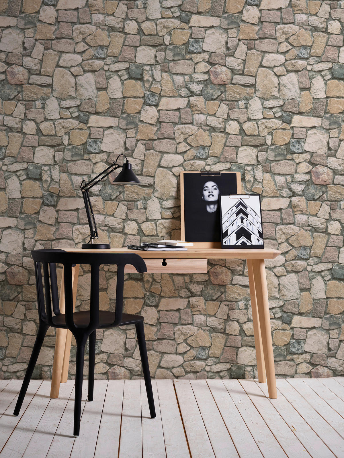 Papiertapete Steinoptik bunt B/L: ca. 53x1005 cm Papiertapete_6924-12 - bunt (53,00/1005,00cm)