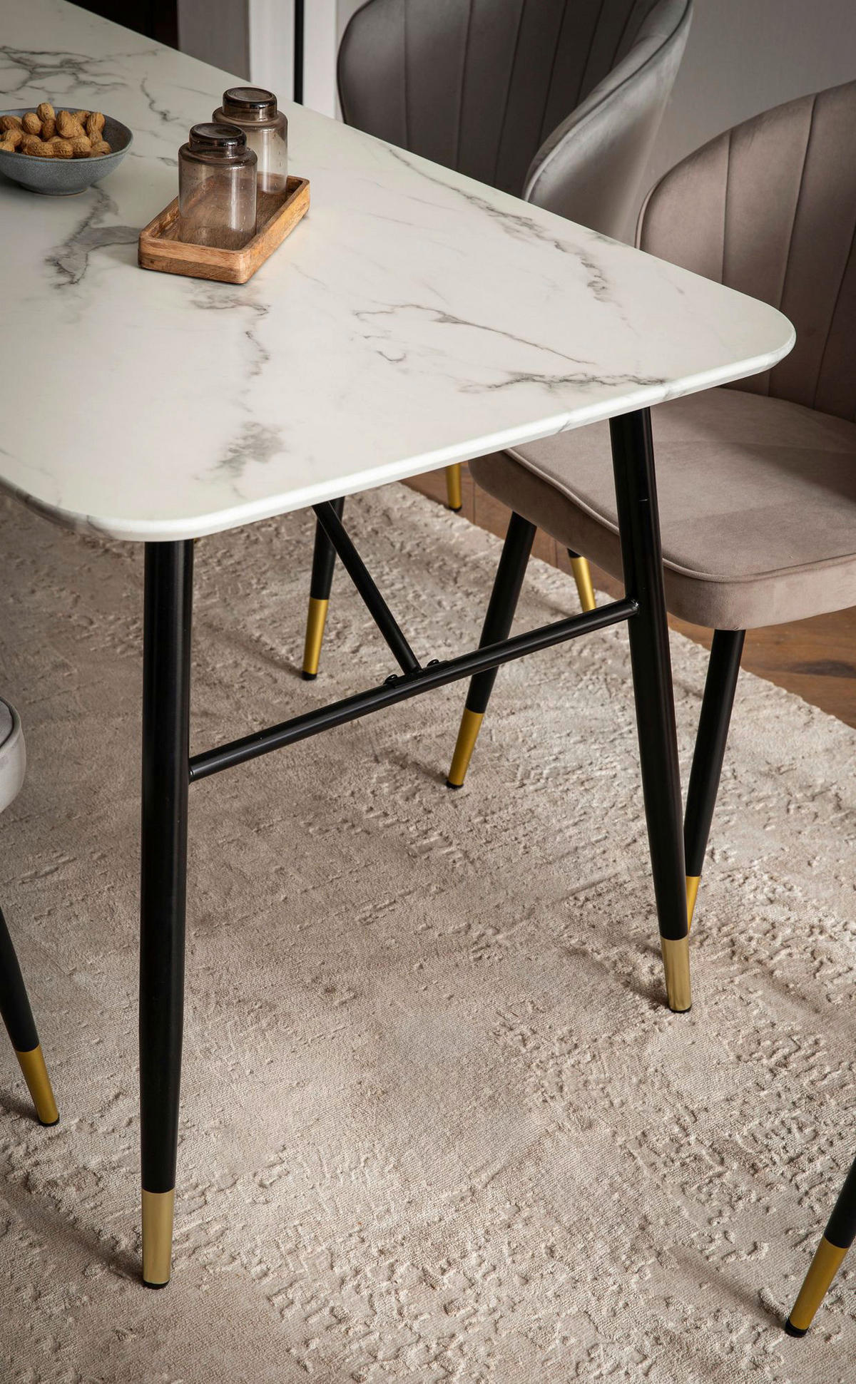 Esstisch weiß Marmor Optik B/H/T: ca. 120x76x60 cm Esstisch - weiß (120,00/76,00/60,00cm) - Wohnling
