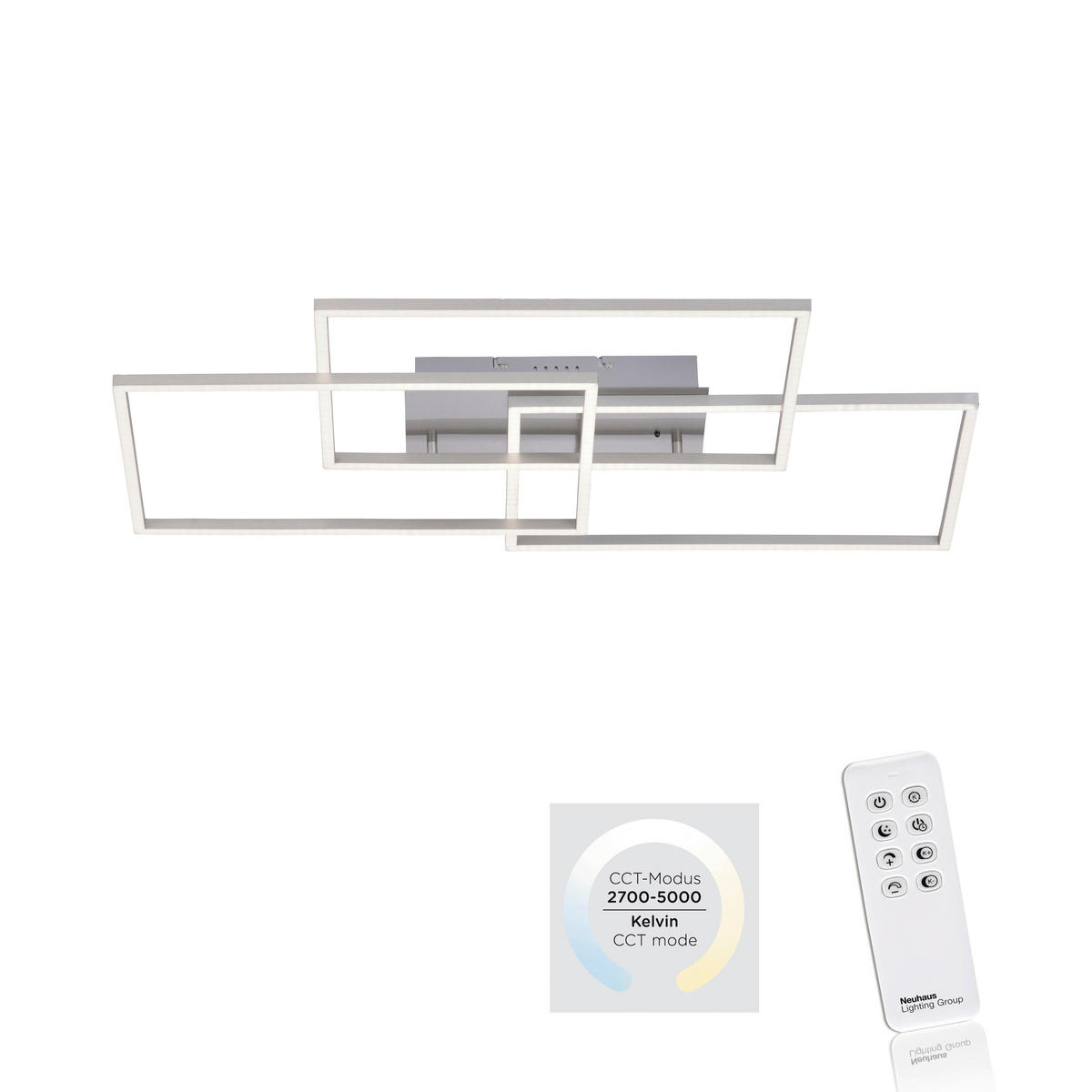 Just Light LED-Deckenleuchte IVEN 14150-55 stahlfarbig Aluminium Kunststoff B/H/T: ca. 50x8x82 cm 3 Brennstellen IVEN - stahlfarbig (50,00/8,00/82,00cm) - Just Light