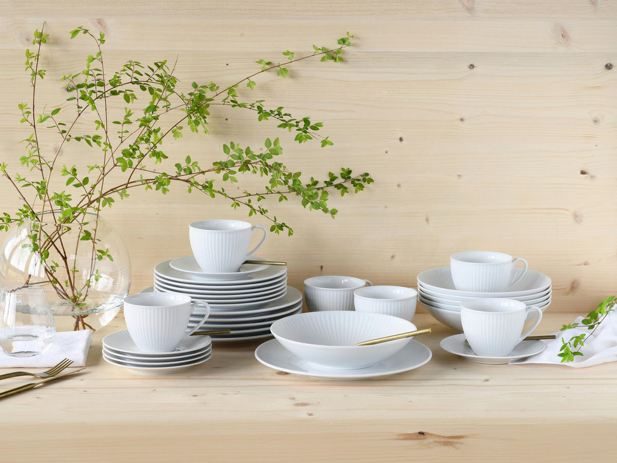 CreaTable Kombiservice Valencia weiß Porzellan 30 tlg. Valencia - weiß - CreaTable