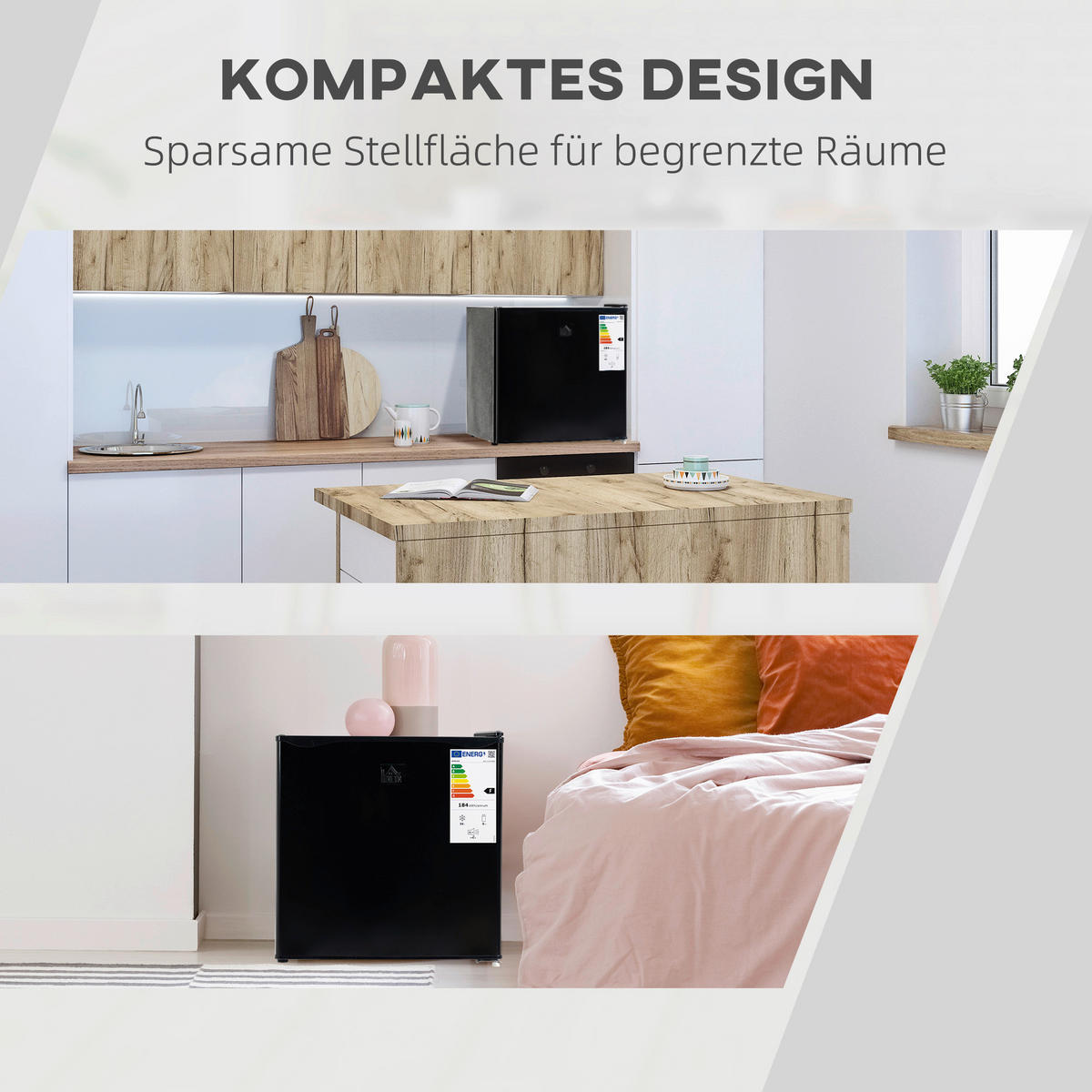 HOMCOM Mini-Gefrierschrank 800-127V90BK schwarz Polypropylen Edelstahl Kunststoff B/H/L: ca. 44,2x47x48,8 cm Mini-Gefrierschrank - schwarz (48,80/44,20/47,00cm) - HOMCOM