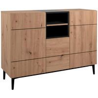 Kommode Nola Eiche Artisan Nachbildung schwarz B/H/T: ca. 120x90x42 cm Nola - Eiche/schwarz (120,00/90,00/42,00cm)