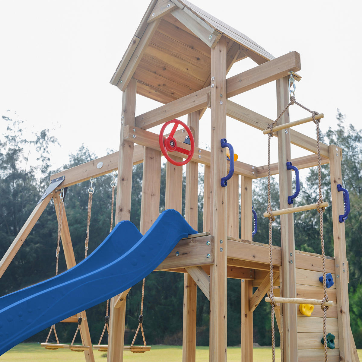 AXI Spielturm Moos blau B/H/L: ca. 342x267x375 cm Moos - braun/blau (375,00/342,00/267,00cm) - AXI