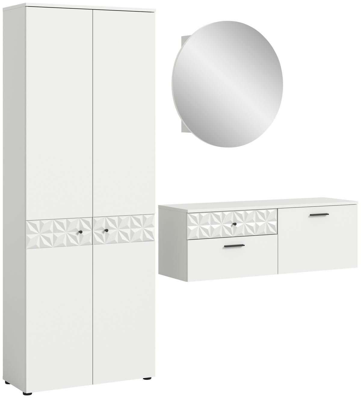 Garderobe Prisma weiß weiß Hochglanz B/H/T: ca. 195x192x34 cm Prisma - weiß (195,00/192,00/34,00cm) - xonox.home