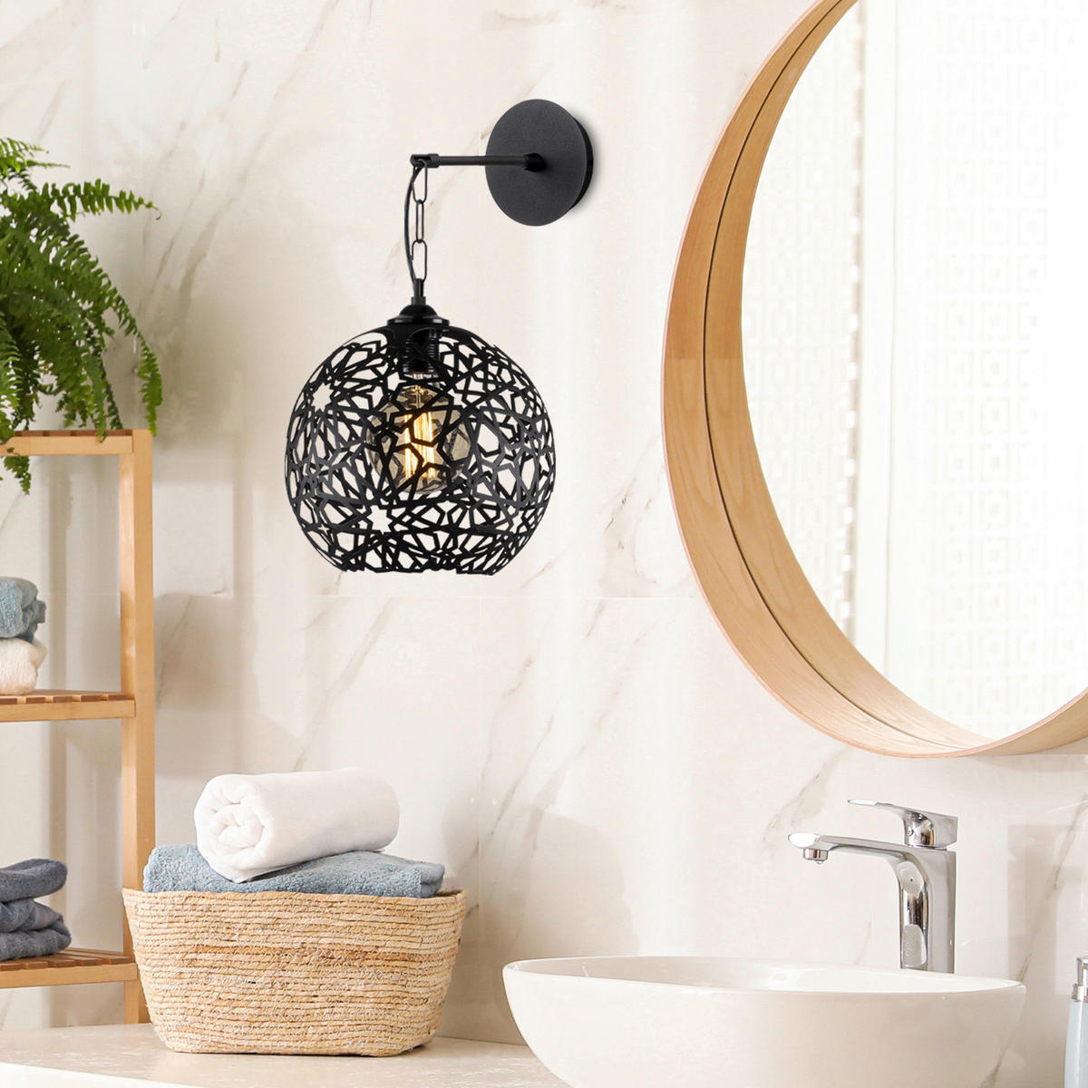 Opviq Wandleuchte schwarz Metall B/H/L: ca. 30x35x25 cm E27 1 Brennstellen Fellini - schwarz (25,00/30,00/35,00cm) - Opviq