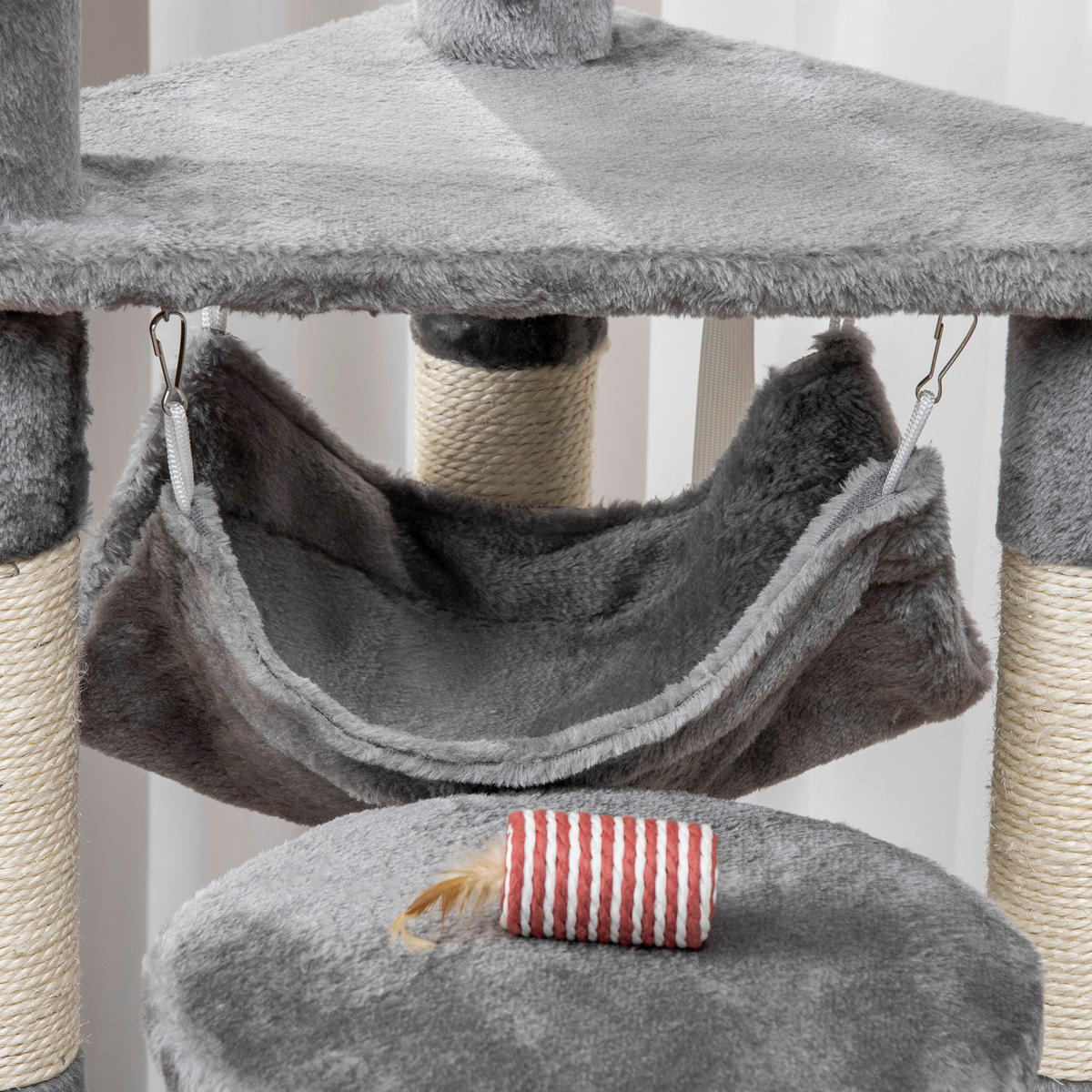 PawHut Katzen-Zubehör grau Edelstahl B/H/L: ca. 40x40x132 cm Katzenbaum - grau (132,00/40,00/40,00cm) - PawHut