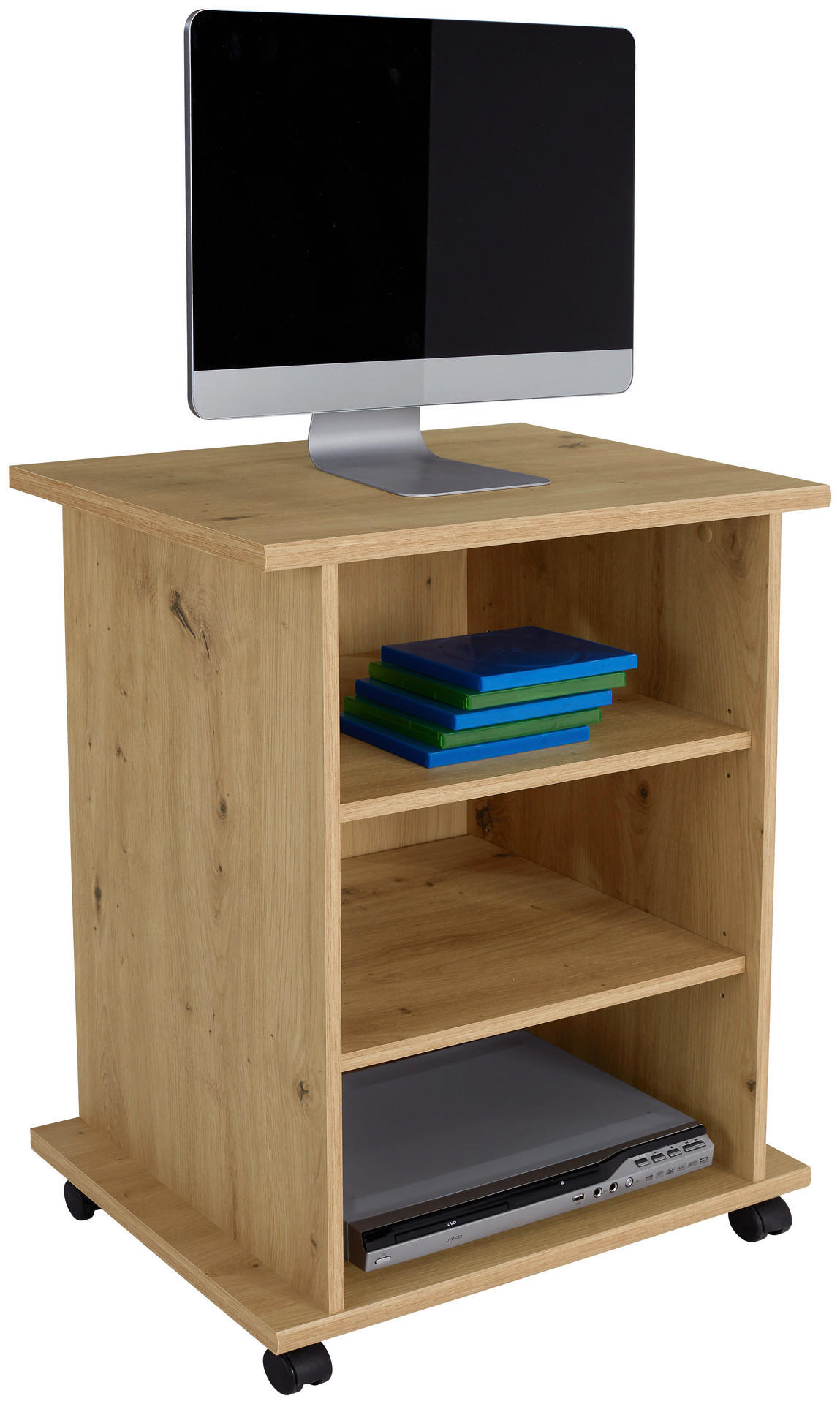 TV-Rollwagen Jürgen Eiche Artisan Nachbildung B/H/T: ca. 65x76x40 cm Jürgen - Eiche/schwarz (65,00/76,00/40,00cm)