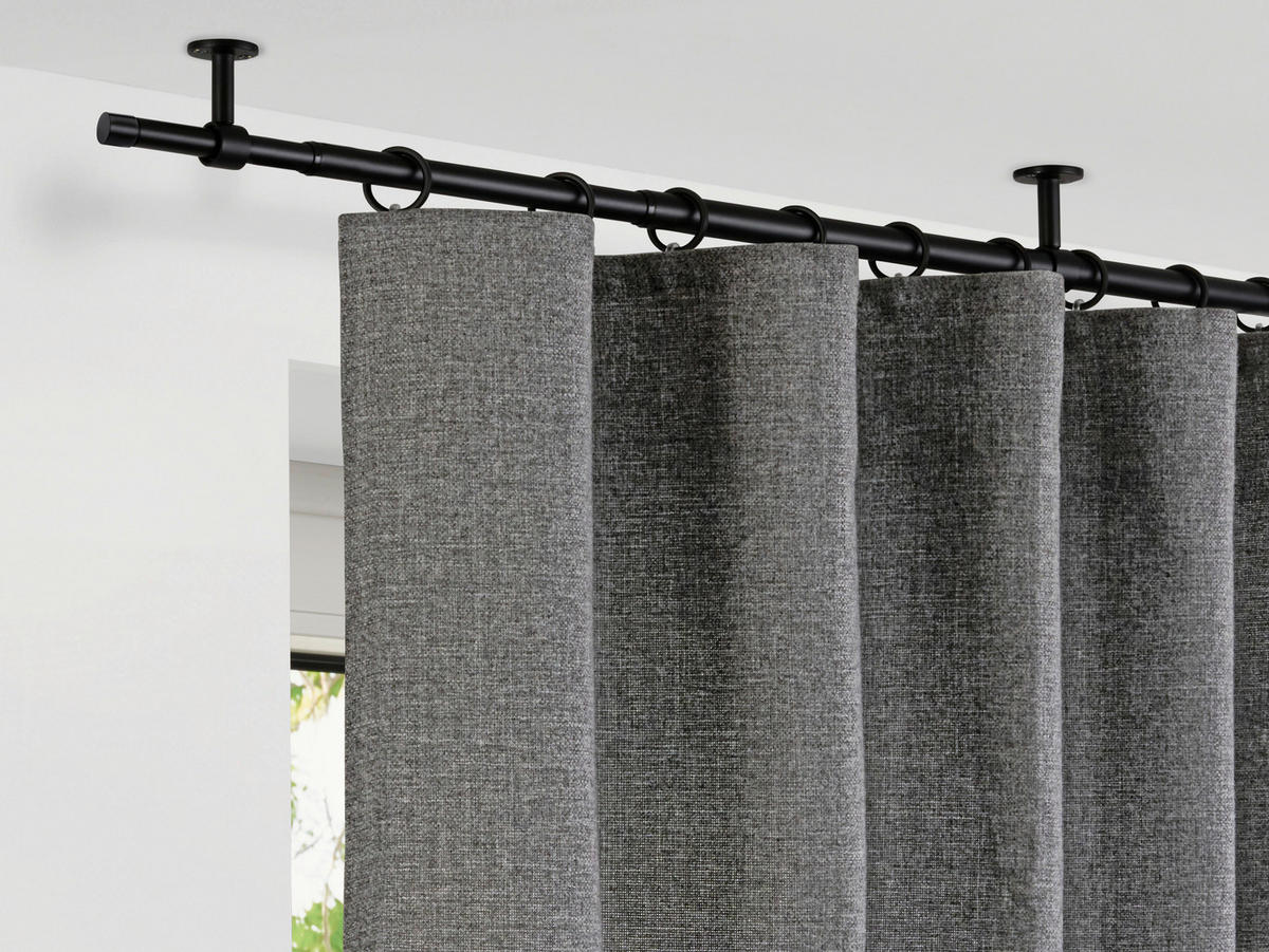 Stilgarnituren schwarz Metall L: ca. 400 cm ausziehbar von ca. 210 bis 400 cm 1.0 Läufe Teleskopgarnitur_2in1 - schwarz (400,00cm) - ondeco
