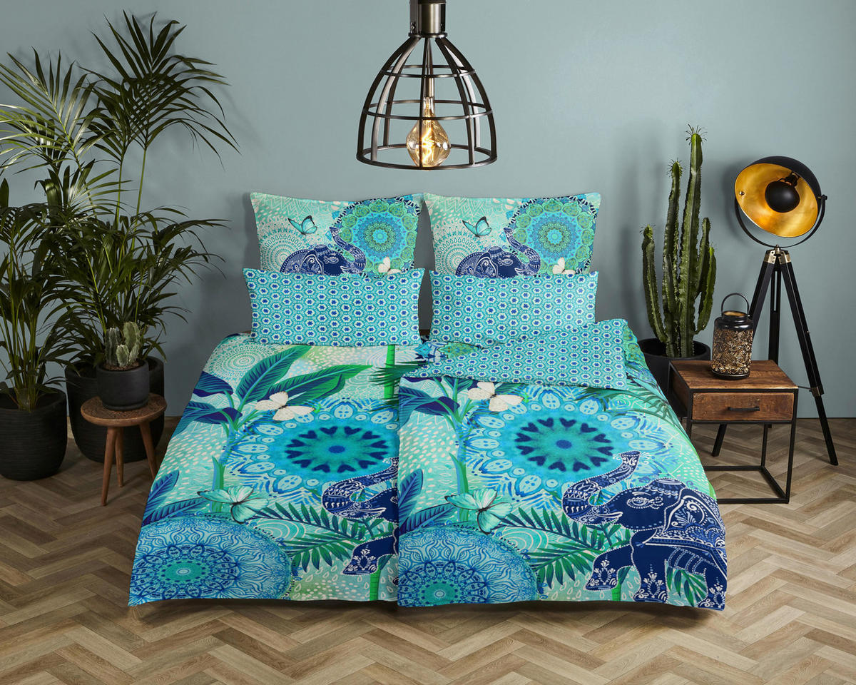 Baumwoll Bettwäsche Isara Satin Isara - blau (155,00/220,00cm) - HIP