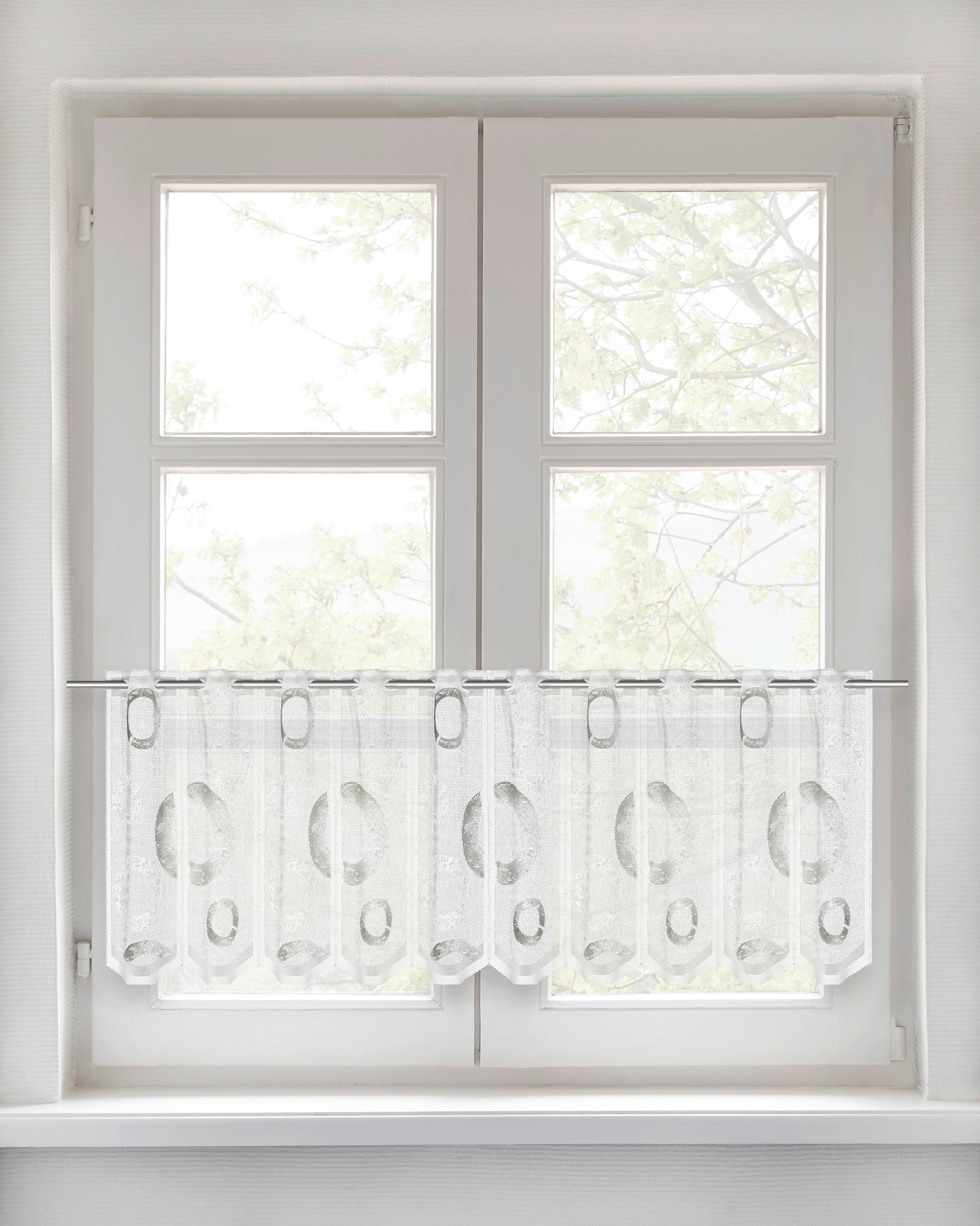 POCOline Scheibengardine Kreis grau B/L: ca. 150x45 cm Kreis - grau (150,00/45,00cm) - POCOline