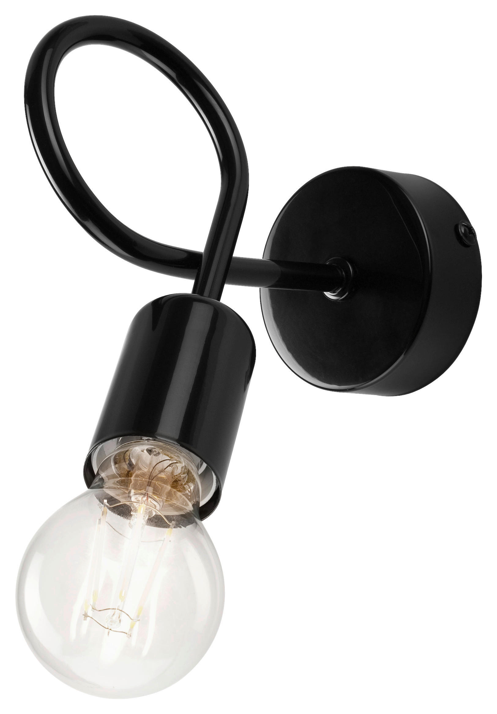 Lamkur Wandleuchte CAMILLA 36885 schwarz Stahl H/L: ca. 18x8 cm E27 1 Brennstellen Camilla - schwarz (8,00cm) - Lamkur