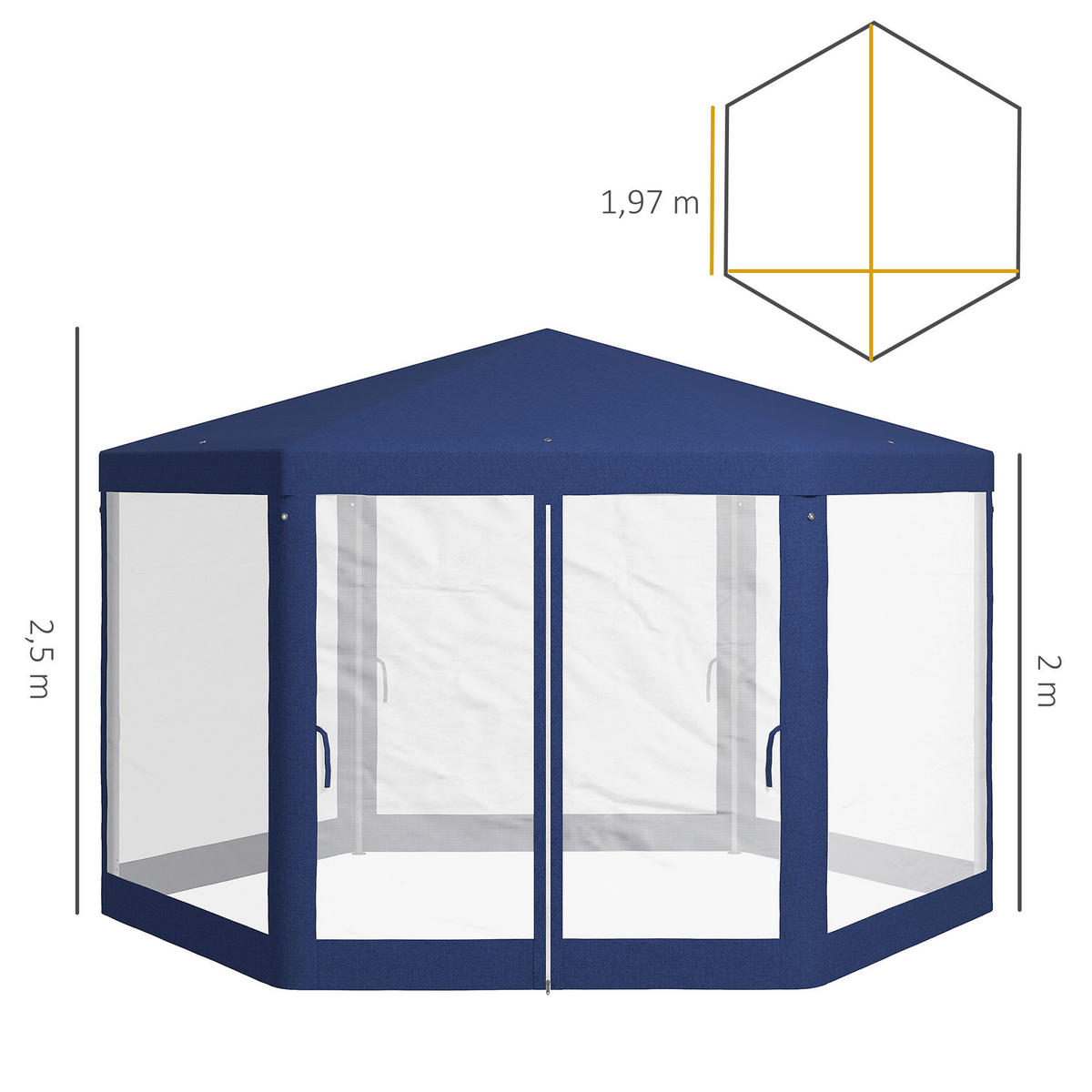Outsunny Pavillon blau Polyester B/H/L: ca. 341,2x250x394 cm Pavillon - blau (394,00/341,20/250,00cm) - Outsunny