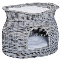 PawHut Katzenkorb grau Weide B/H/L: ca. 37x40x56 cm Katzenkorb - grau (56,00/37,00/40,00cm) - PawHut