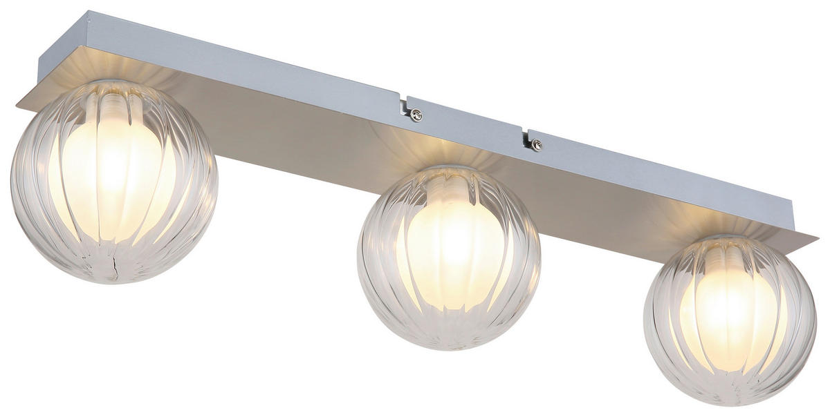 GLOBO Deckenleuchte Ander 41928-3N silber Alu Glas B/L: ca. 10x50 cm G9 3 Brennstellen Ander - silber (10,00/50,00cm) - GLOBO