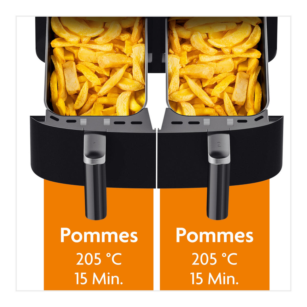 Kochwerk Heißluftfritteuse schwarz Metall B/H/L: ca. 36x31x39 cm ca. 3,5 l Doppel-Heißluftfritteuse 13186 - schwarz (39,00/36,00/31,00cm) - Kochwerk