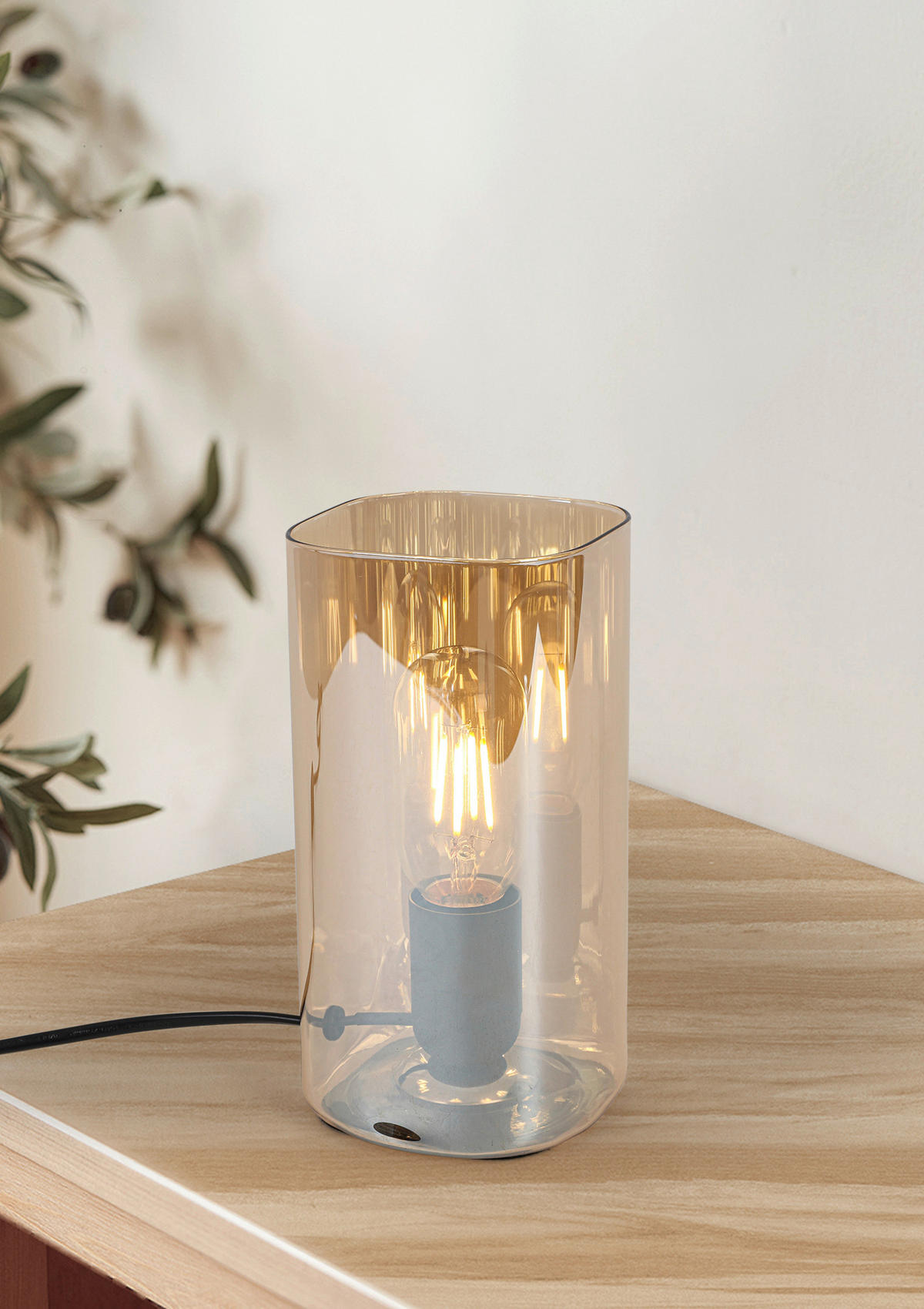 Nolo Tischleuchte Paige amber Glas B/H/L: ca. 9,5x20x9,5 cm E27 1 Brennstellen Paige - amber (9,50/9,50/20,00cm) - Nolo