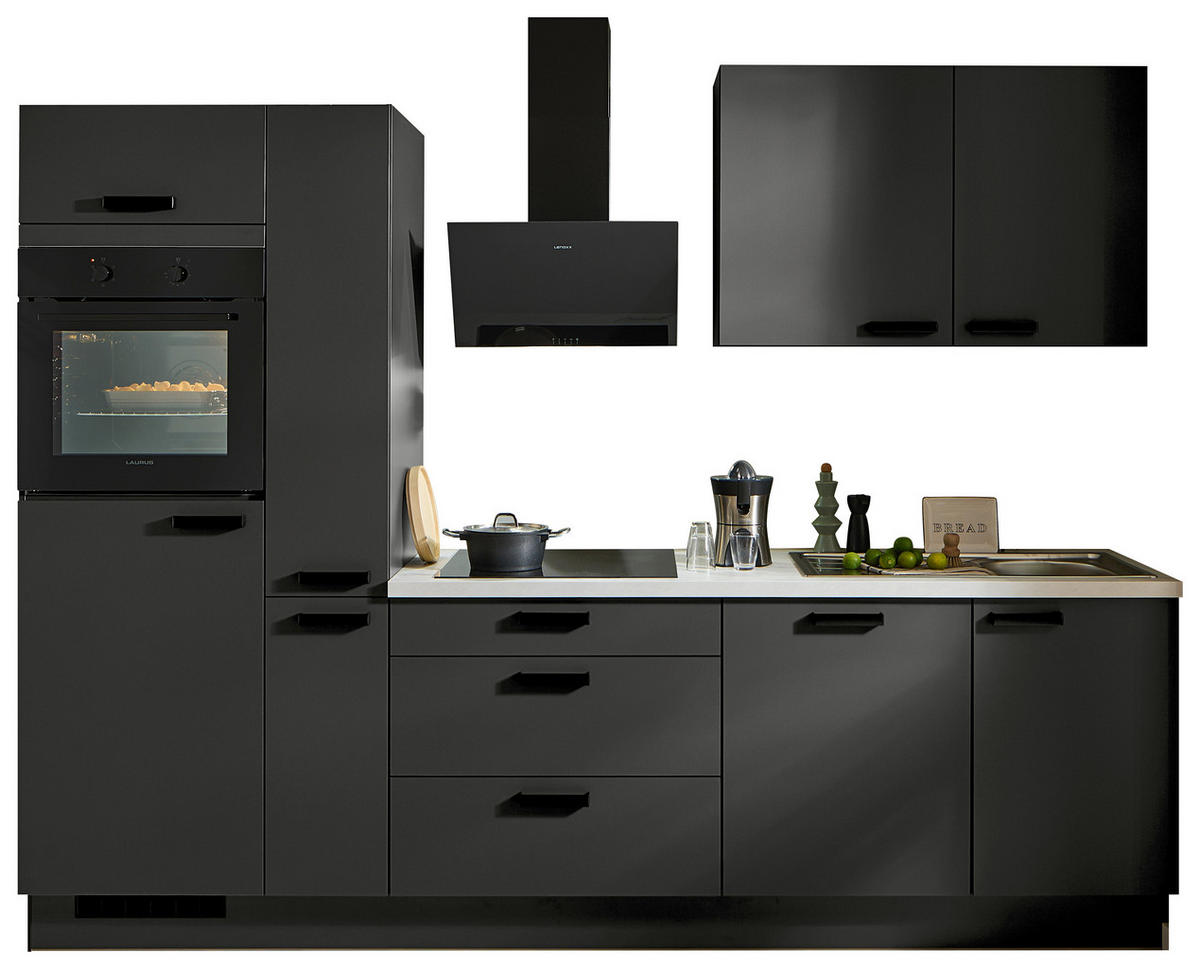 pino Küchenblock PN210 Graphit supermatt B/H/T: ca. 280x220,6x60 cm PN210 - Graphit/Marmoroptik (280,00/220,60/60,00cm) - pino