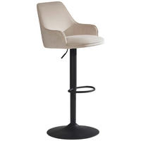 Barhocker beige schwarz Samt Eisen B/H/T: ca. 45x106x45 cm Barhocker - beige/schwarz (45,00/106,00/45,00cm) - Wohnling