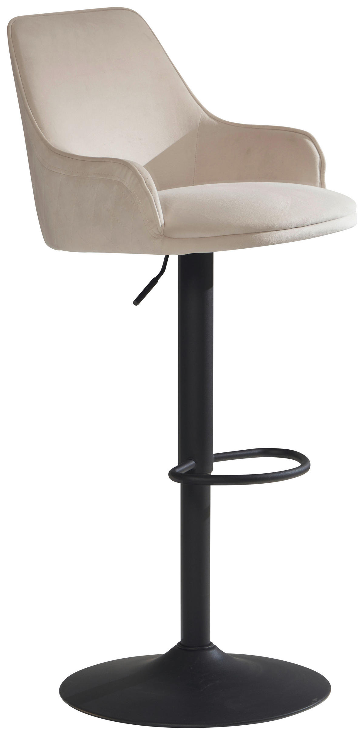 Barhocker beige schwarz Samt Eisen B/H/T: ca. 45x106x45 cm Barhocker - beige/schwarz (45,00/106,00/45,00cm) - Wohnling